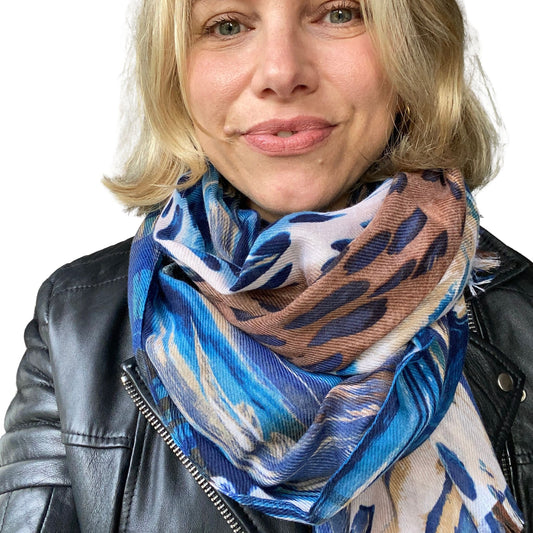 Blue Abstract Print Scarf