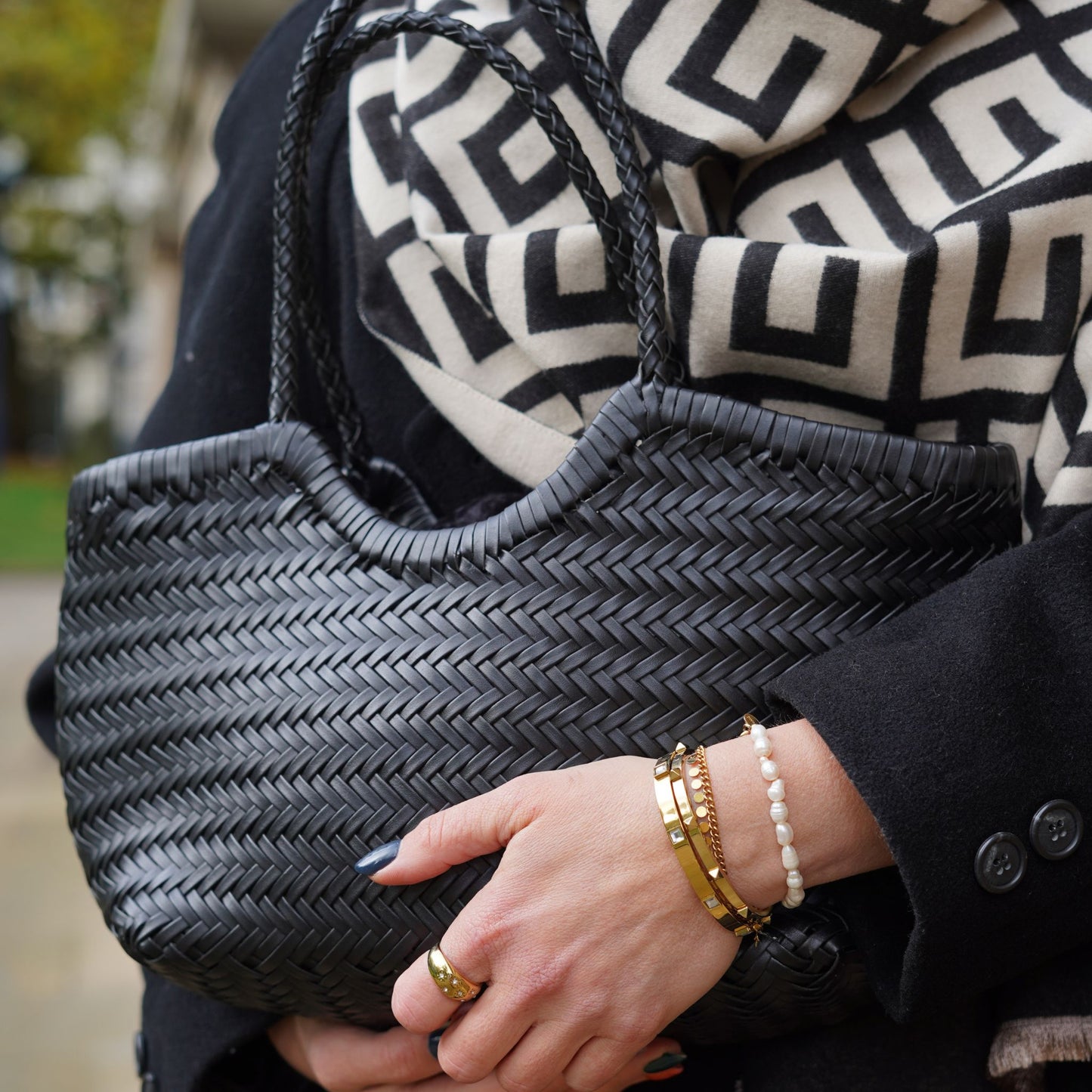 The Woven Leather Basket Bag - Side View