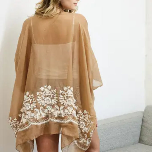 Embroidered Floral Kimono (shorter sleeve)