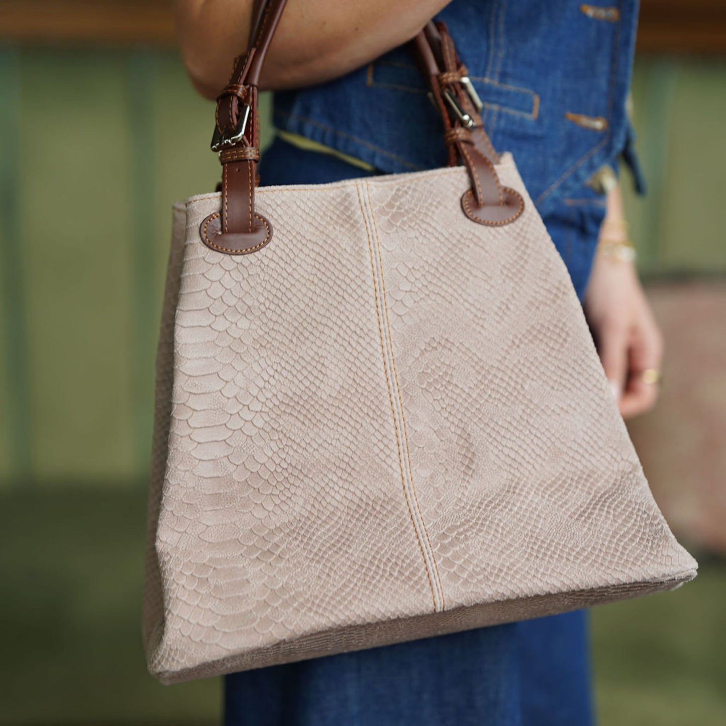Leather Snakeskin Handbag