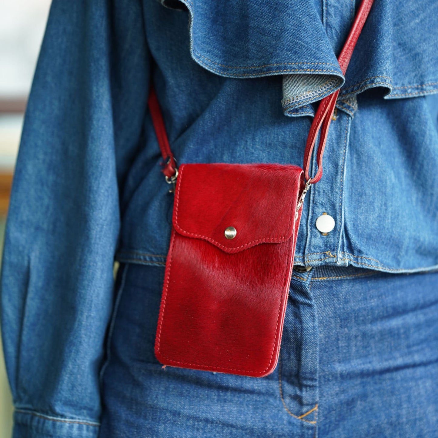 The Leather Cross Body Mobile Phone Bag (Animal print)