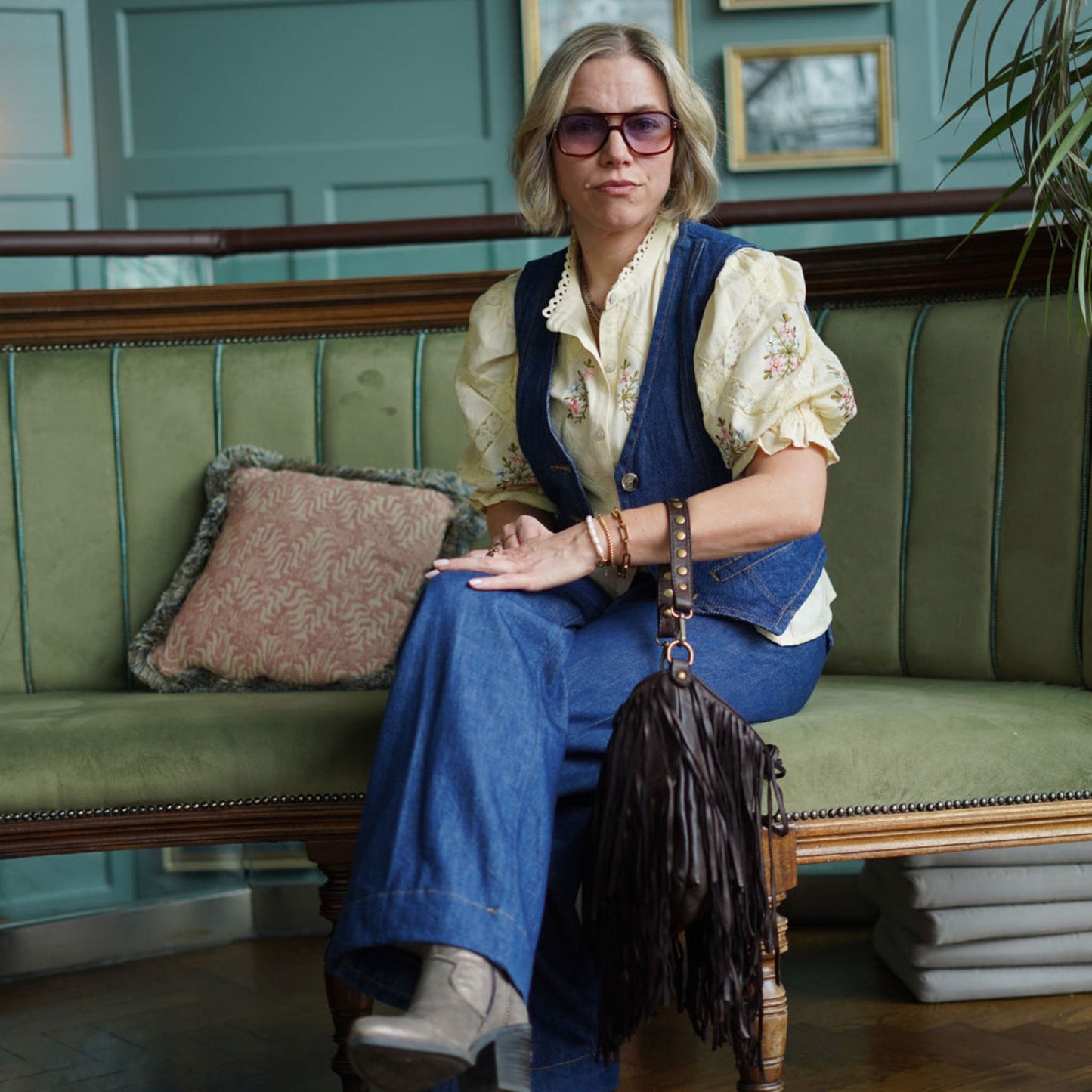 Fringed Washed Leather Bag ( Dark Brown & cognac)