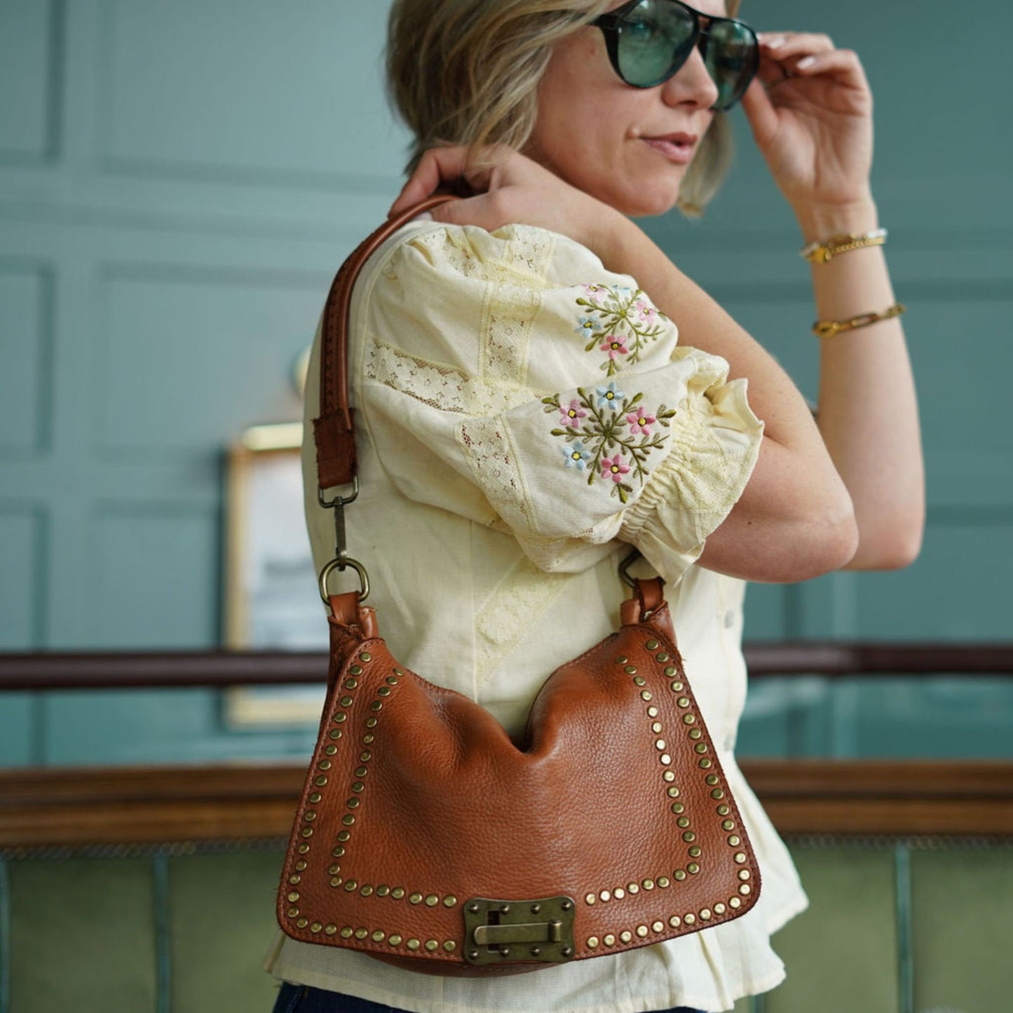 The Studded Vintage Style Leather Bag