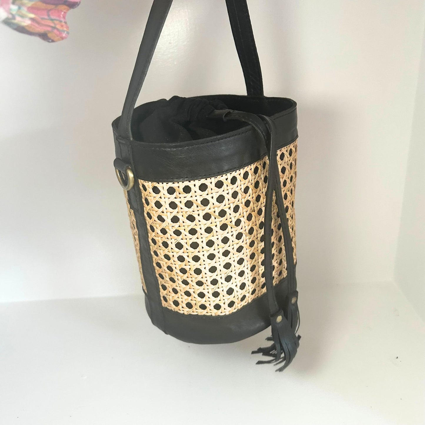 Rattan & Leather Bucket Bags