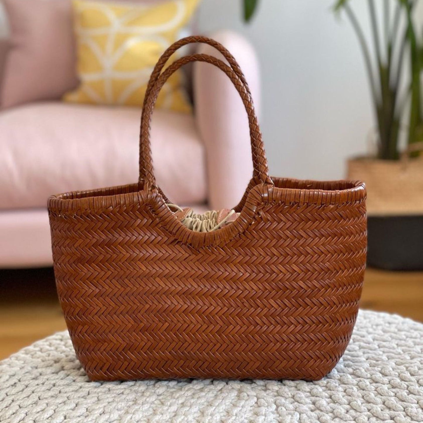 The Woven Leather Basket Bag - Front View