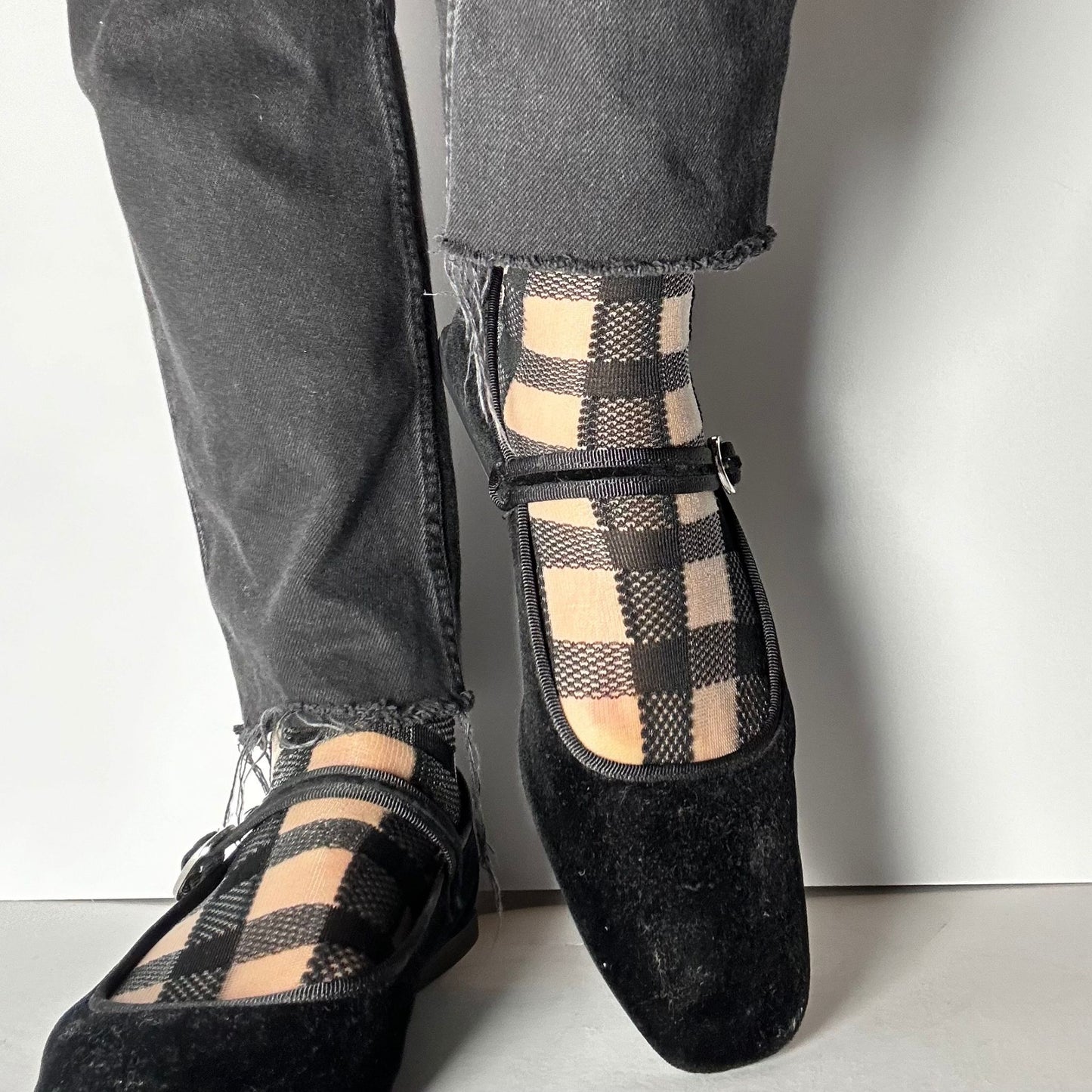 Sheer Checked Socks