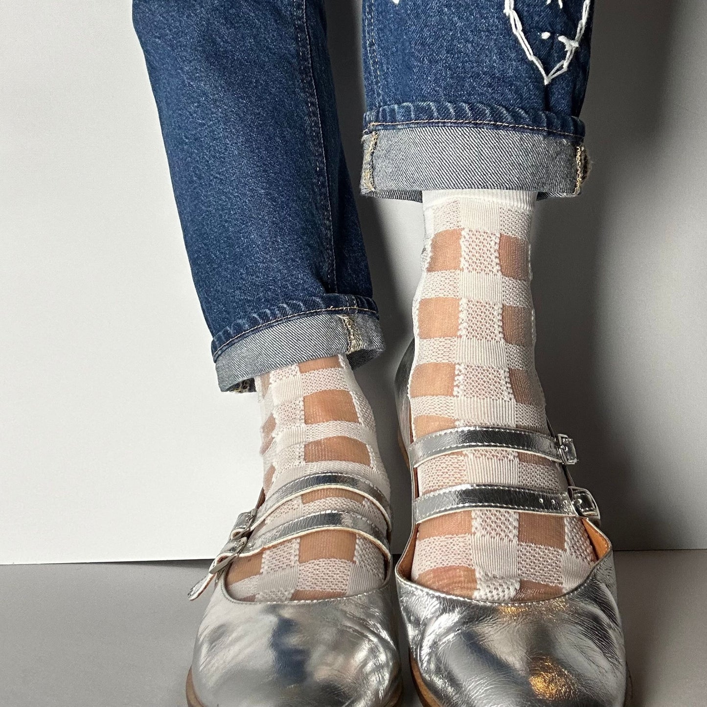 Sheer Checked Socks