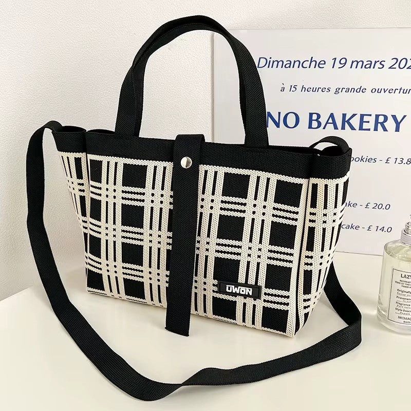 Checked tote (black or taupe)