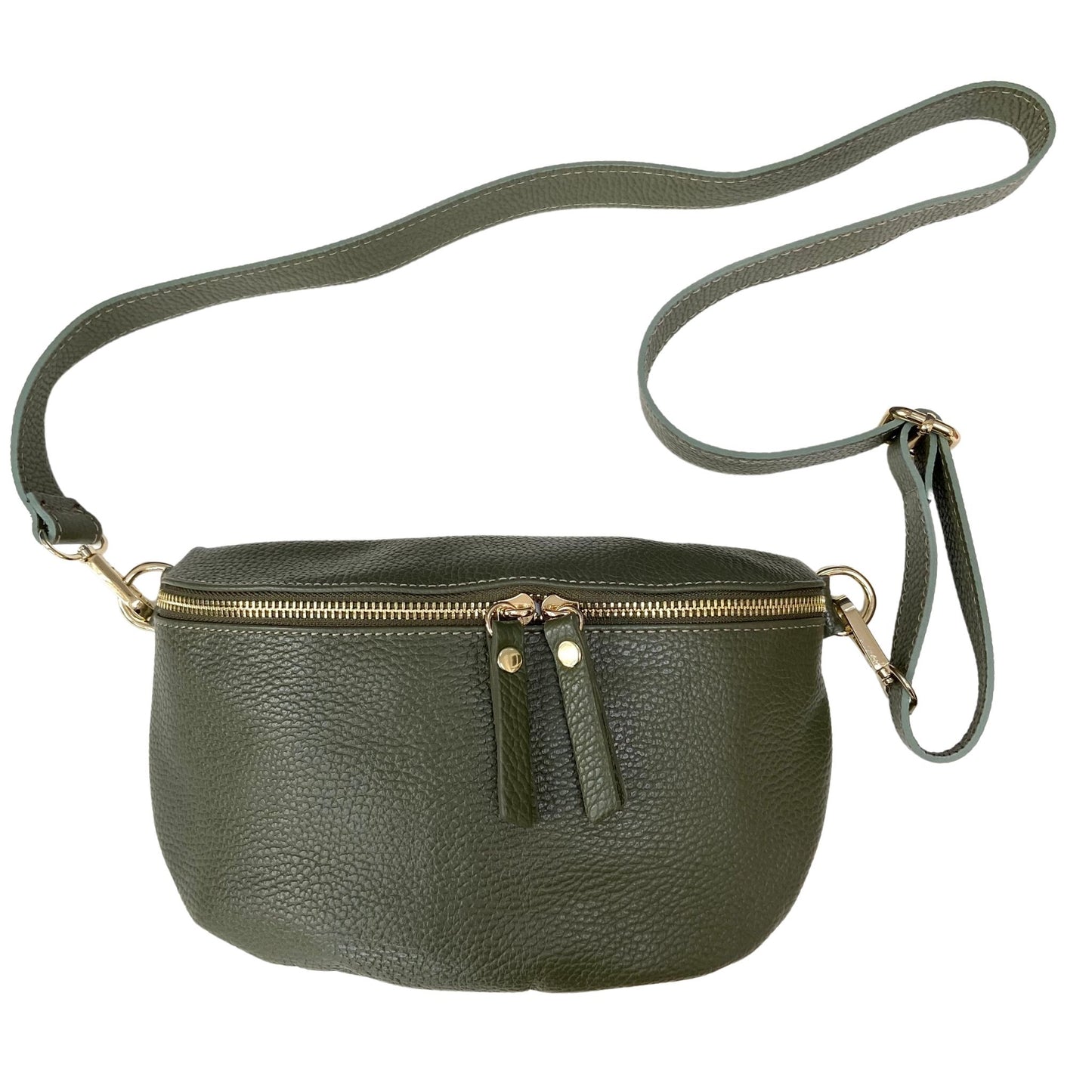 Khaki leather bumbag