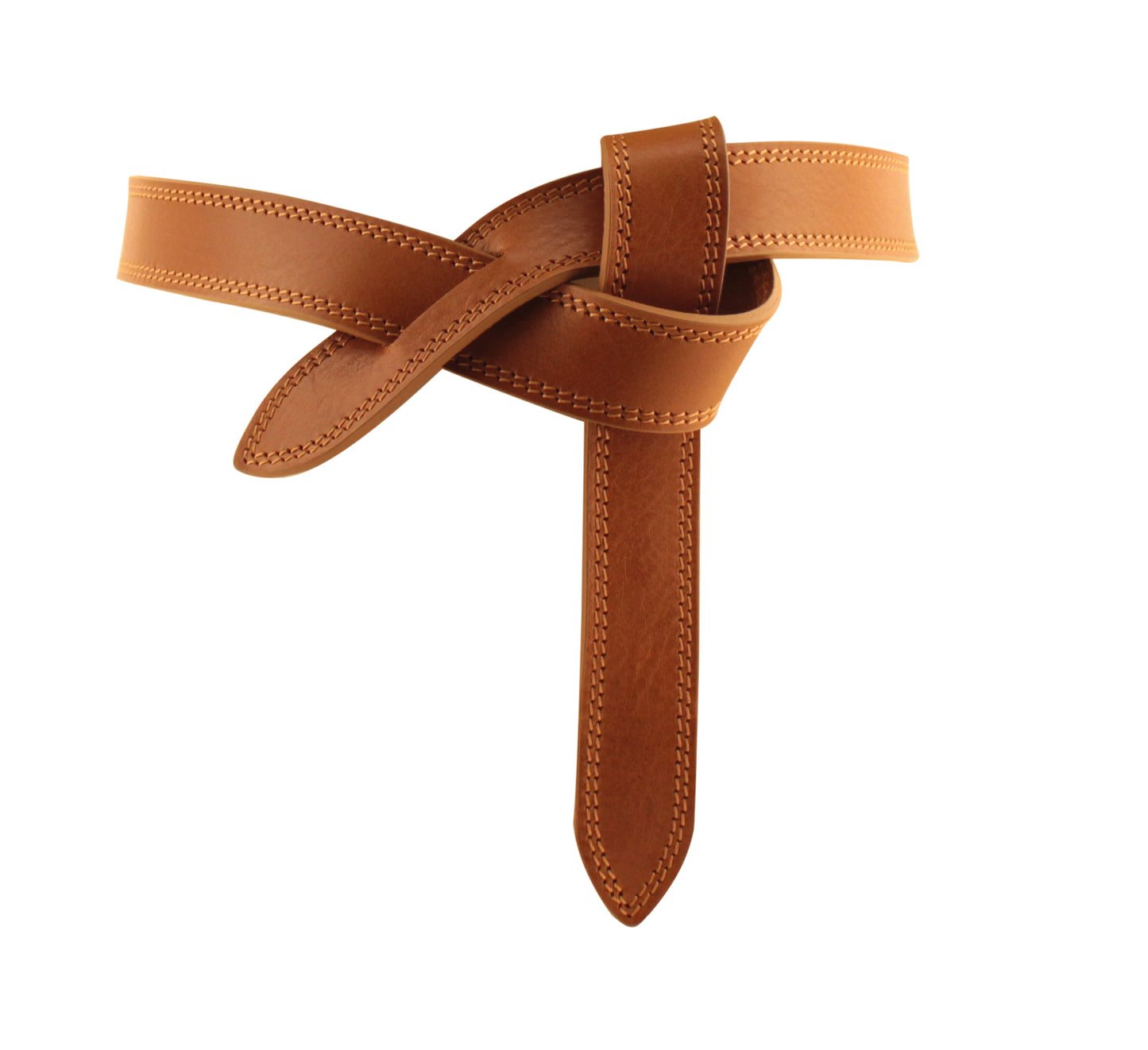 Brown leather knot belt with a an adjustable slit.