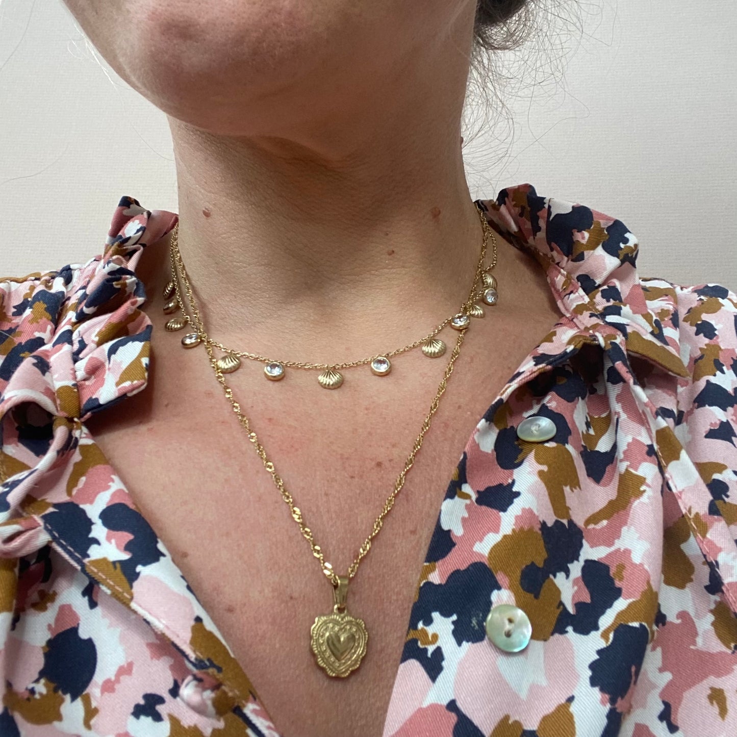 Gold Shell & Crystal Necklace