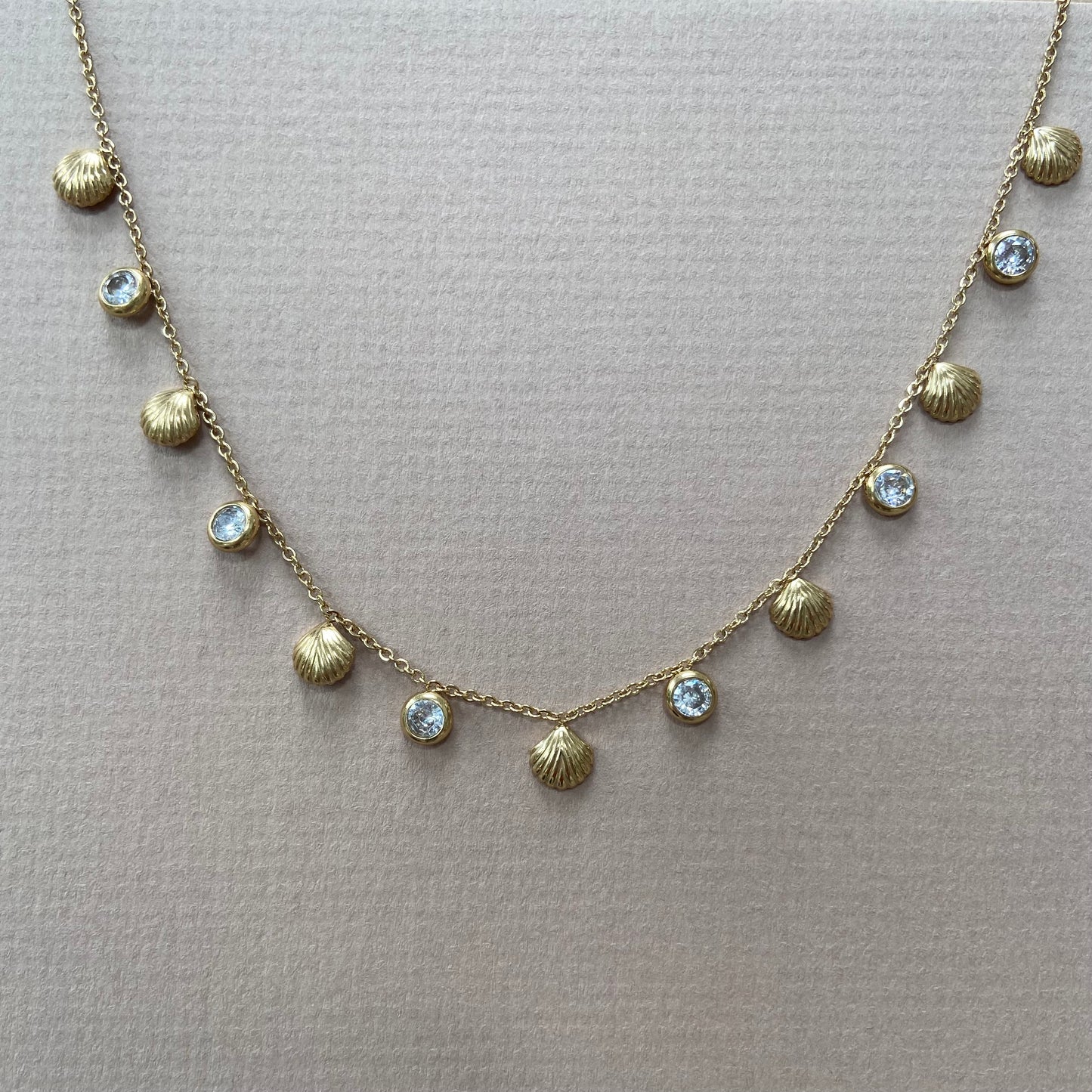 Gold Shell & Crystal Necklace