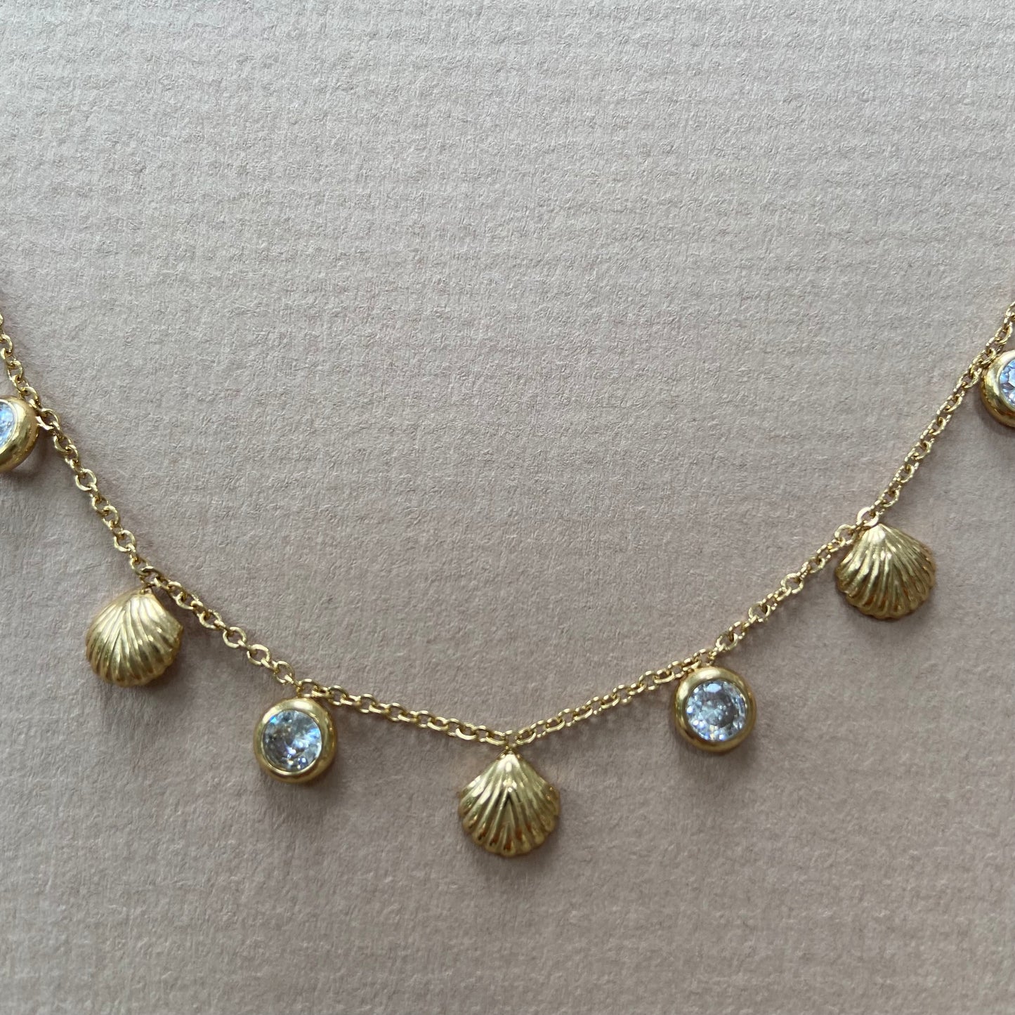 Gold Shell & Crystal Necklace
