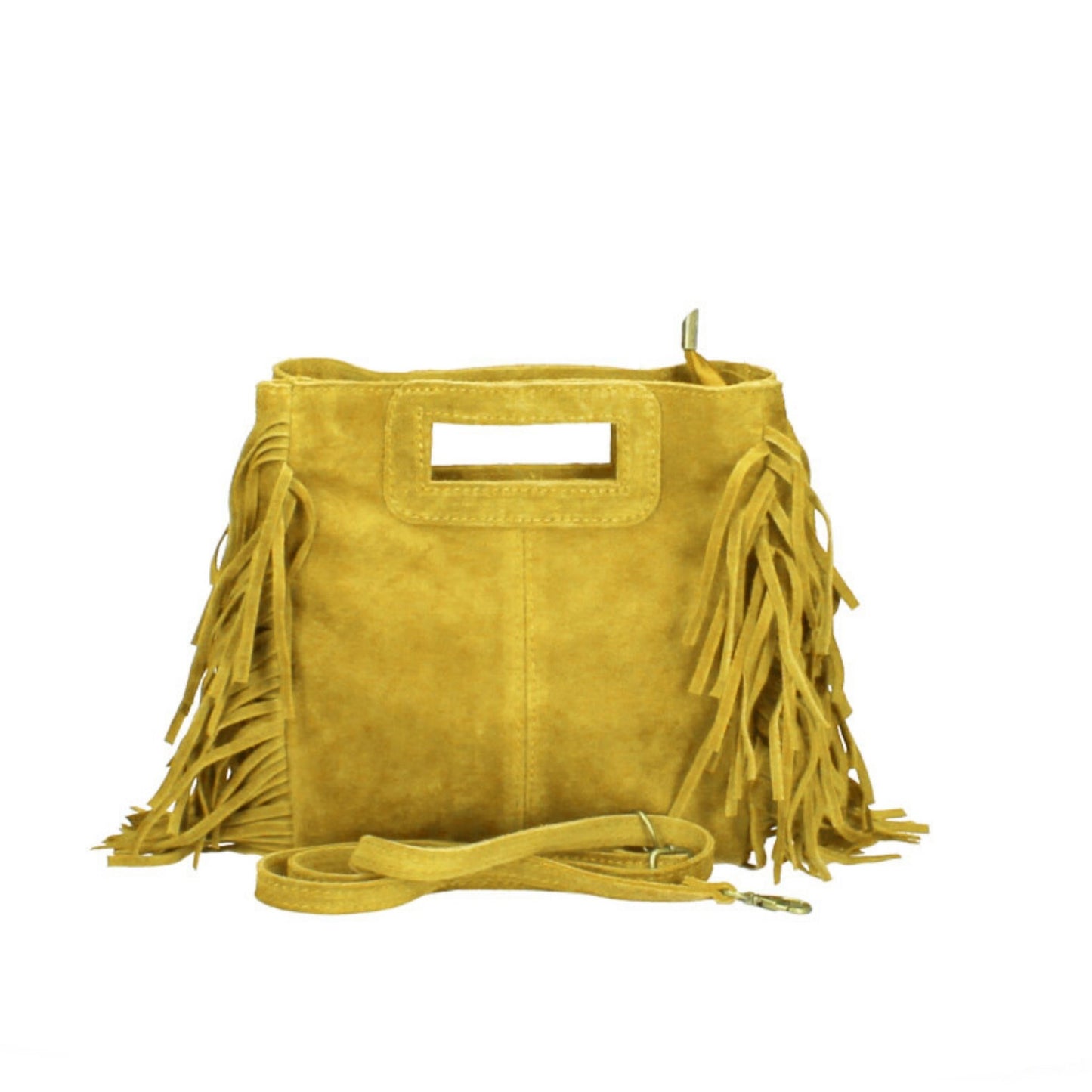 mustard suede bag