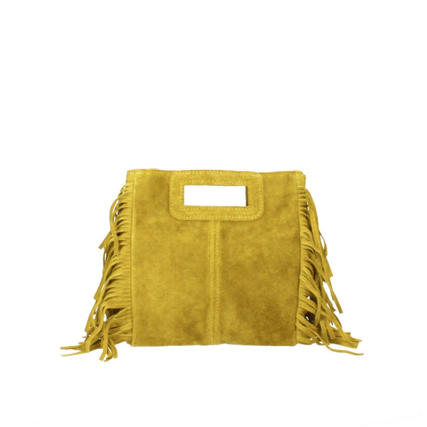 Mustard suede fringed bag