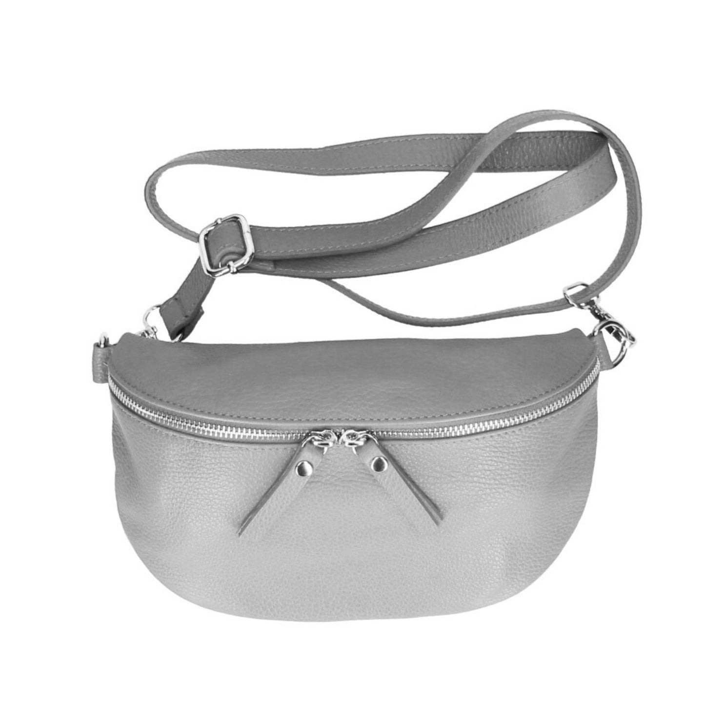 grey leather bumbag