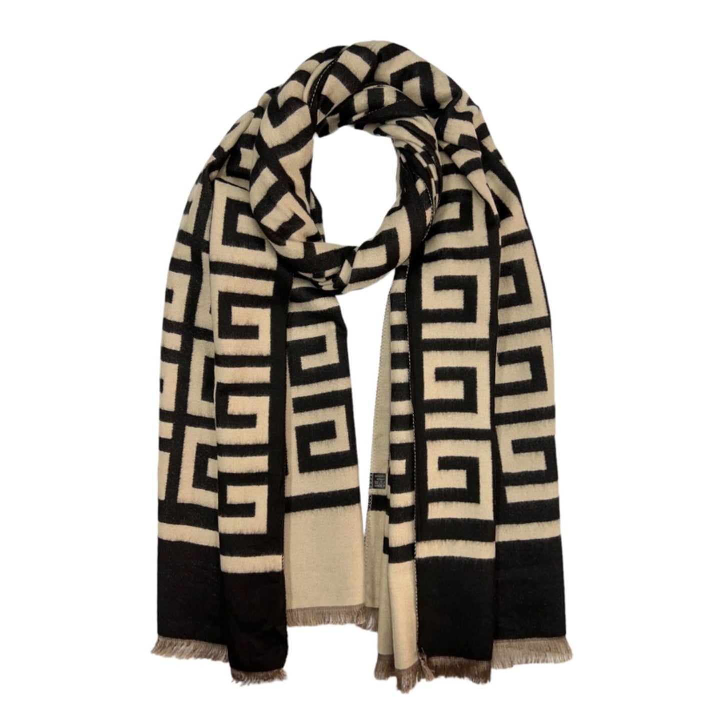 Classic Maze Print Scarves Cashmere Mix