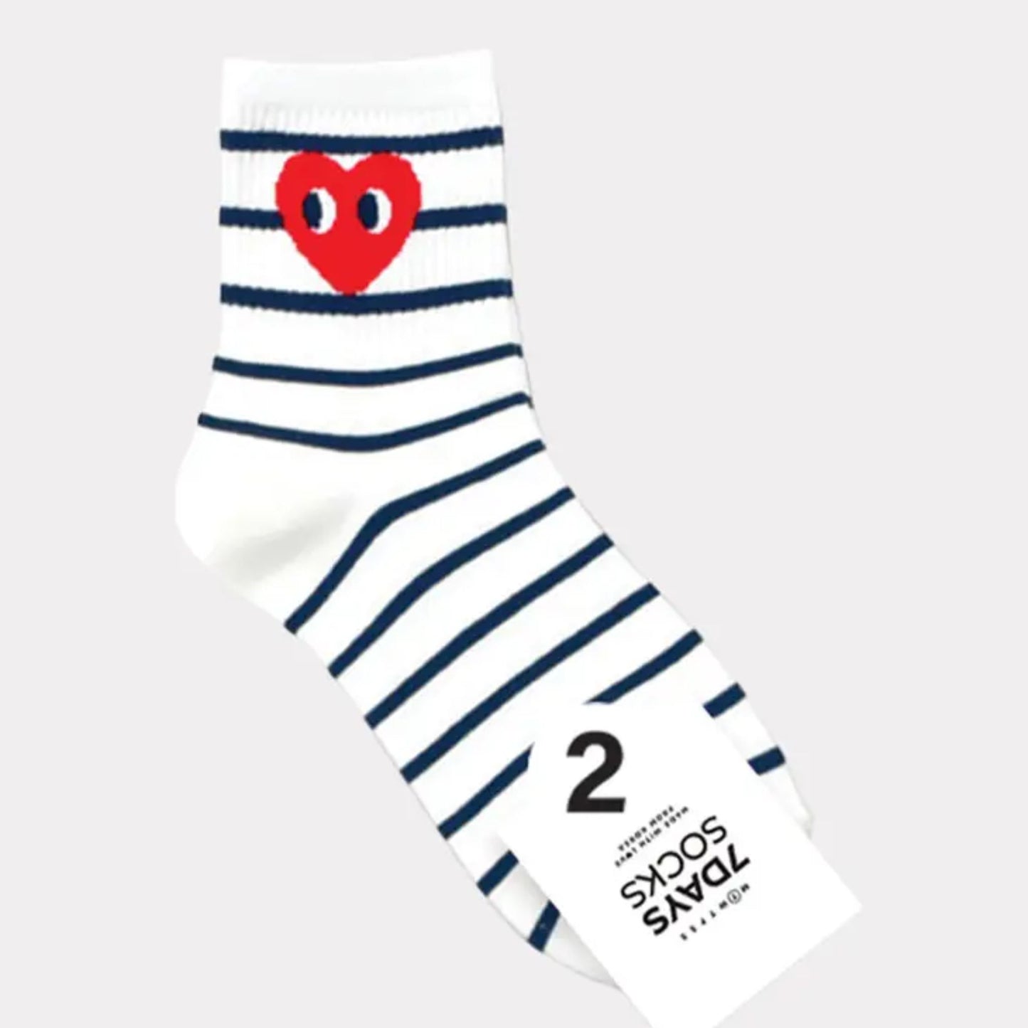 Heart & Smiley Stripe Socks