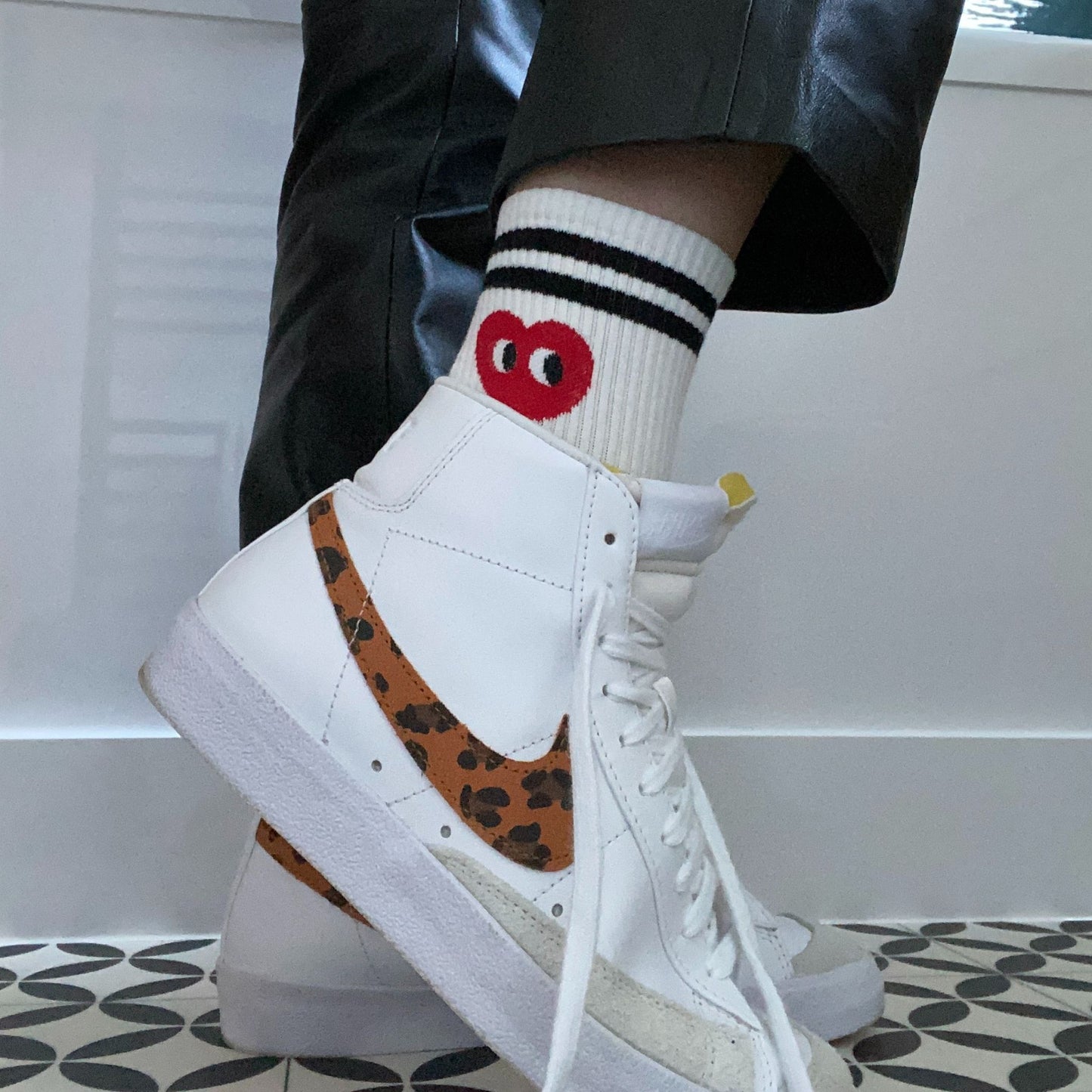 Heart & Smiley Stripe Socks