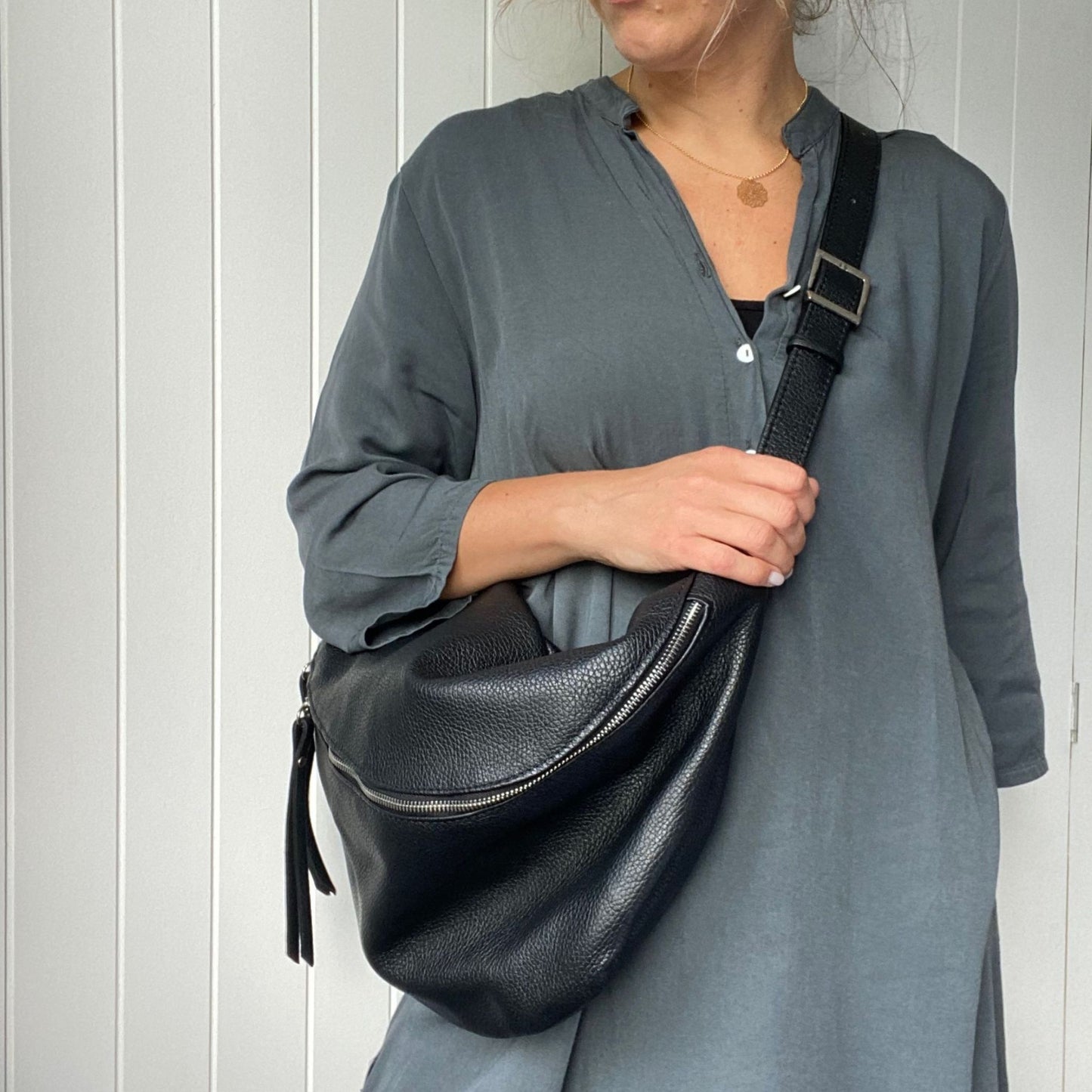 black leather cross body bag