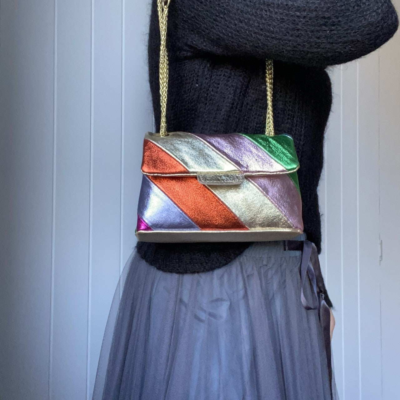 The Metallic Stripe Leather Bag
