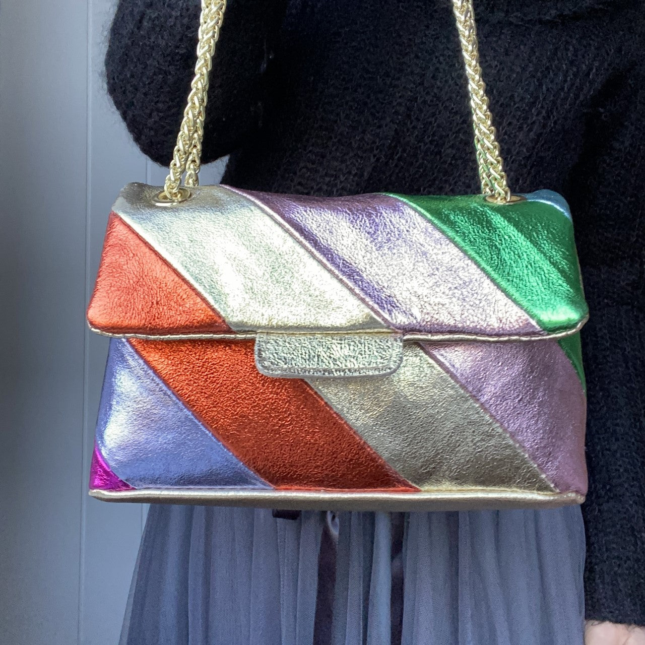The Metallic Stripe Leather Bag