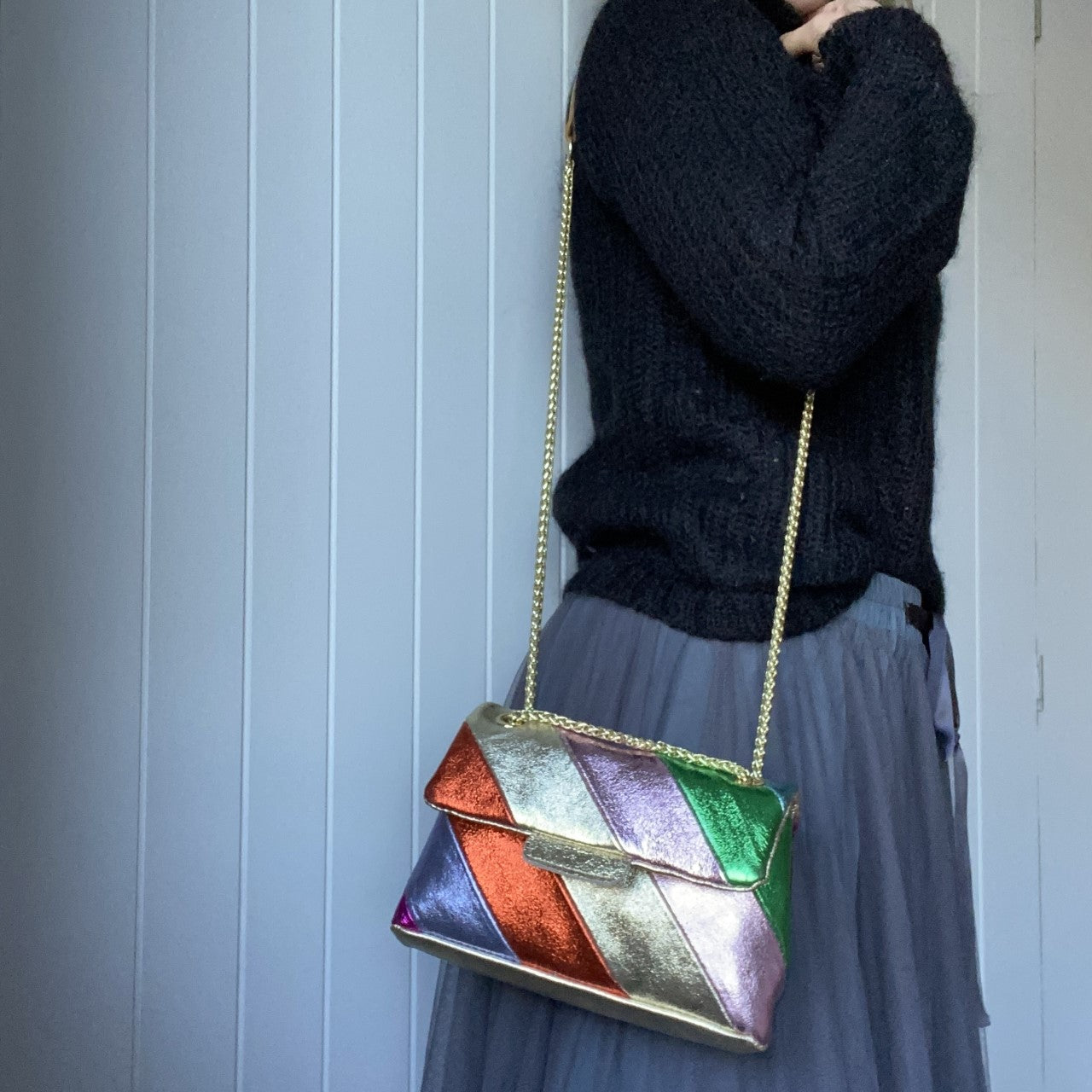 The Metallic Stripe Leather Bag