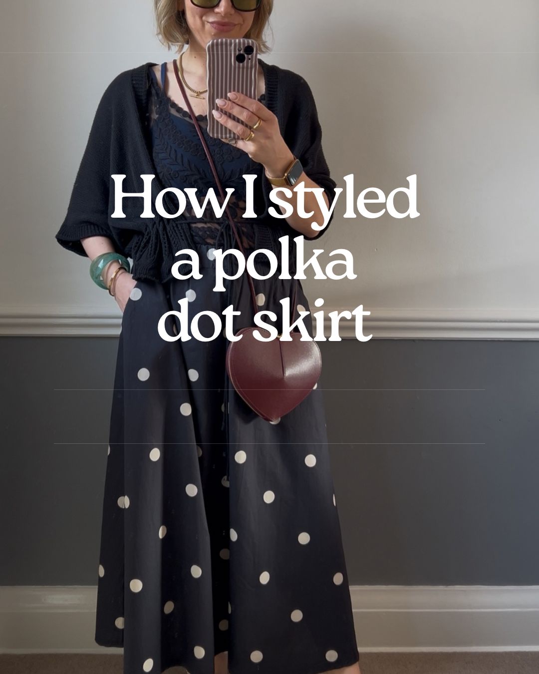 Polka dot skirt styling
