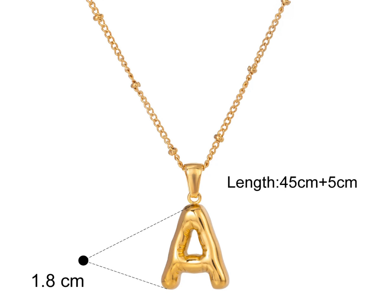 Gold Puffy Initial letter pendant - Main Image