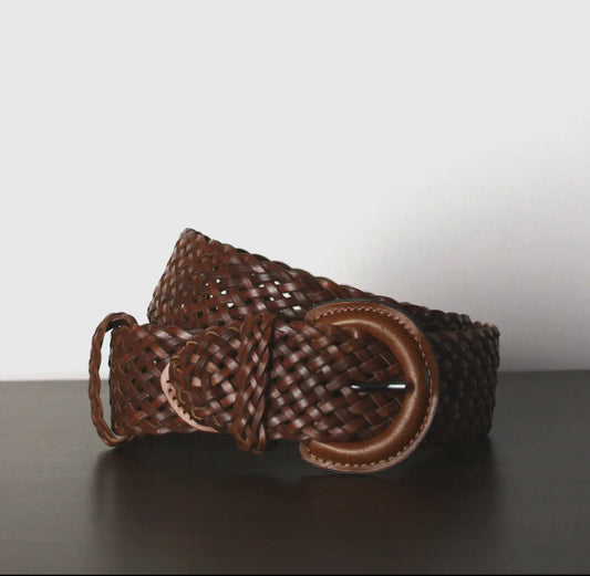 Wide Woven Leather Belt