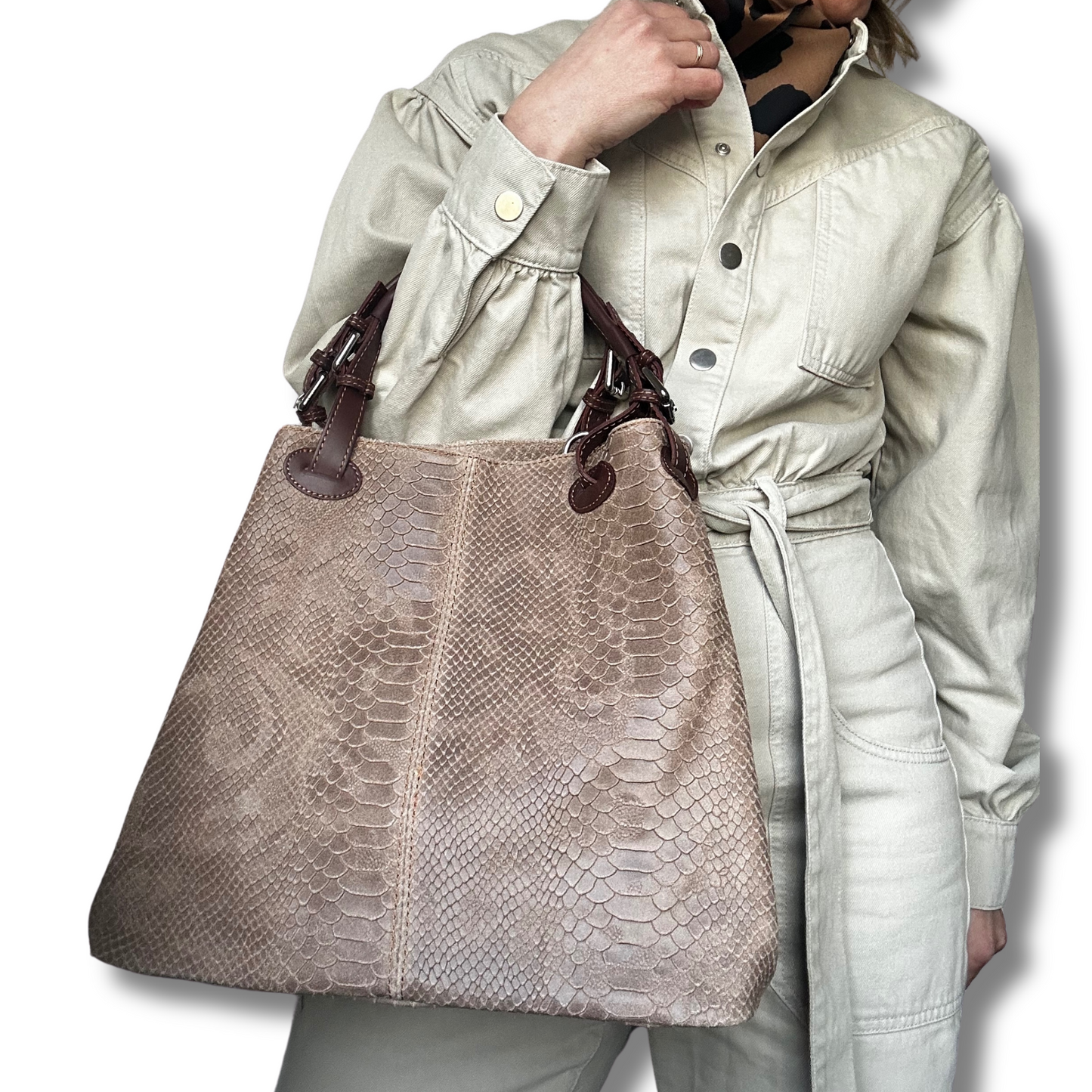 Leather Snakeskin Handbag