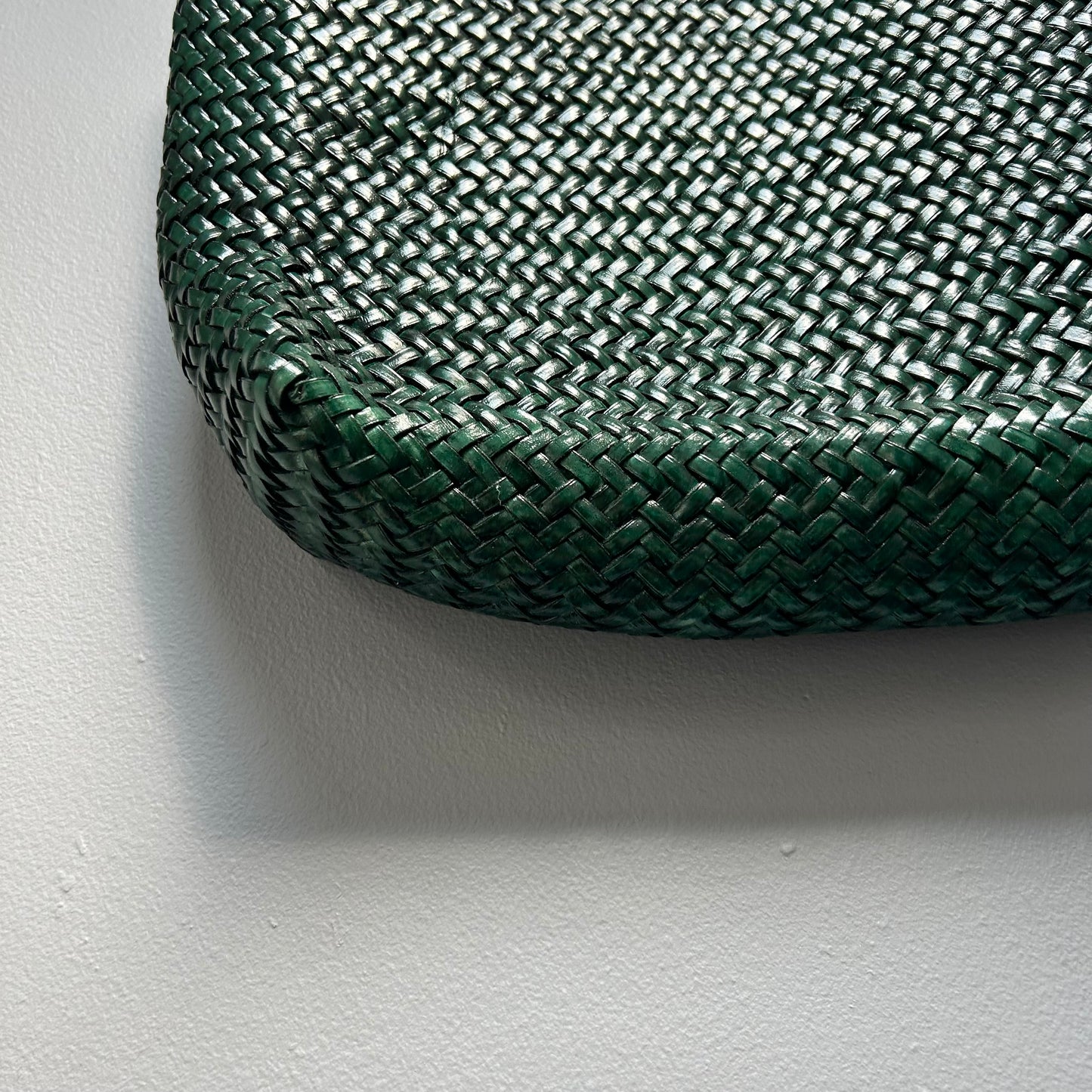 Green Woven Leather Tote Bag