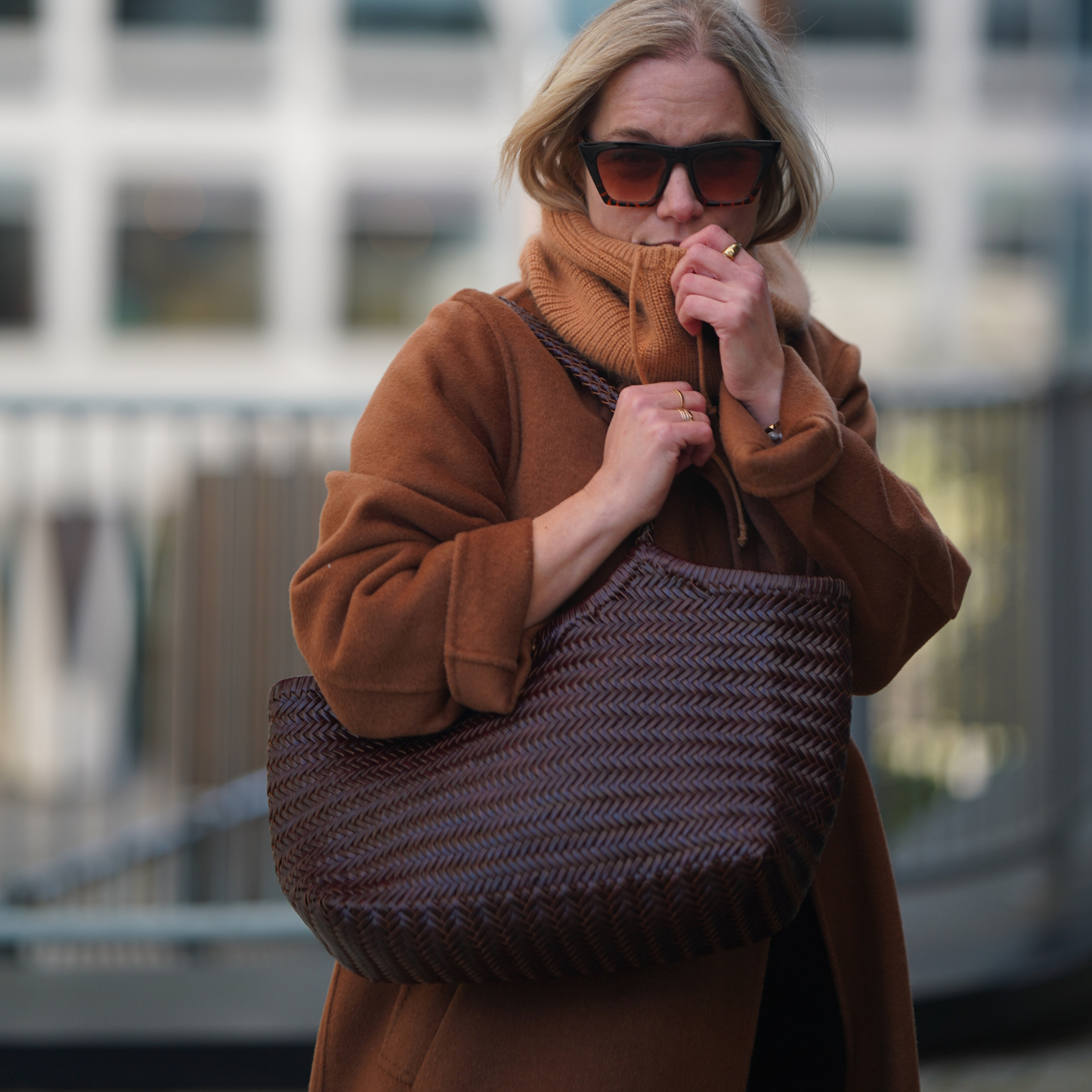 The Large Woven Leather Basket