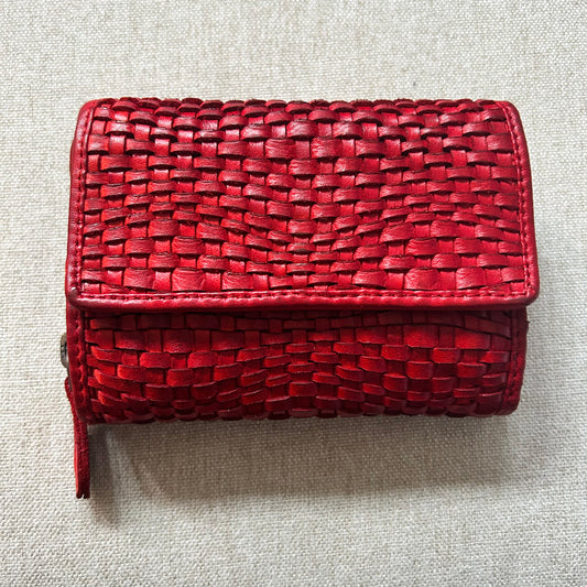 Red Small Woven Leather Purse