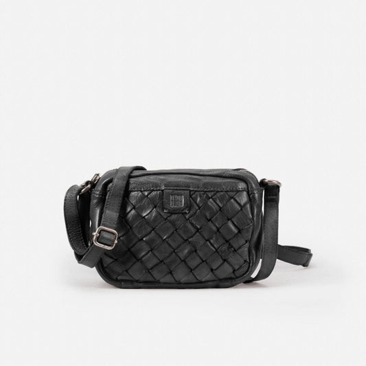 Black Woven Leather Camera Bag