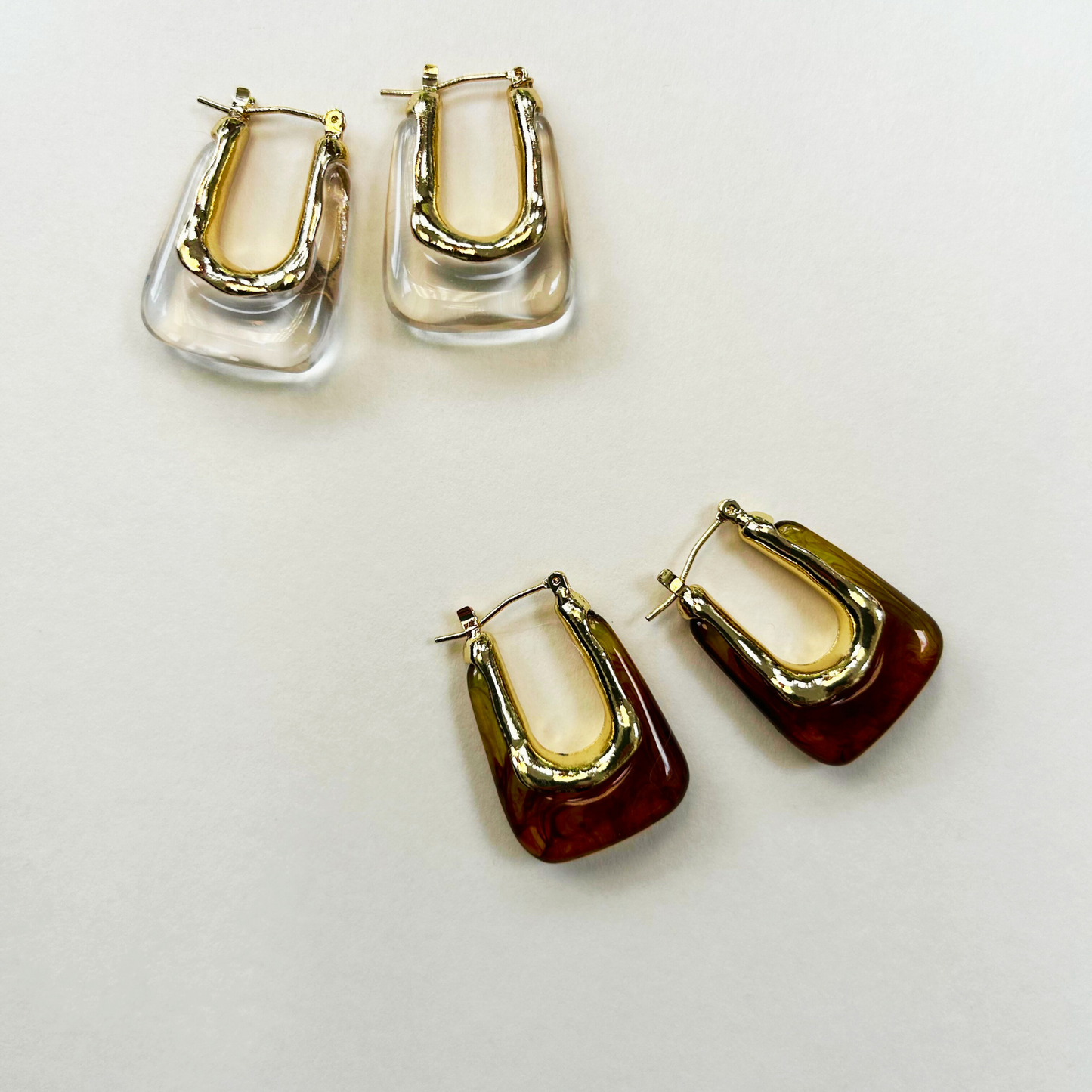 Resin & Gold Hoop Earrings