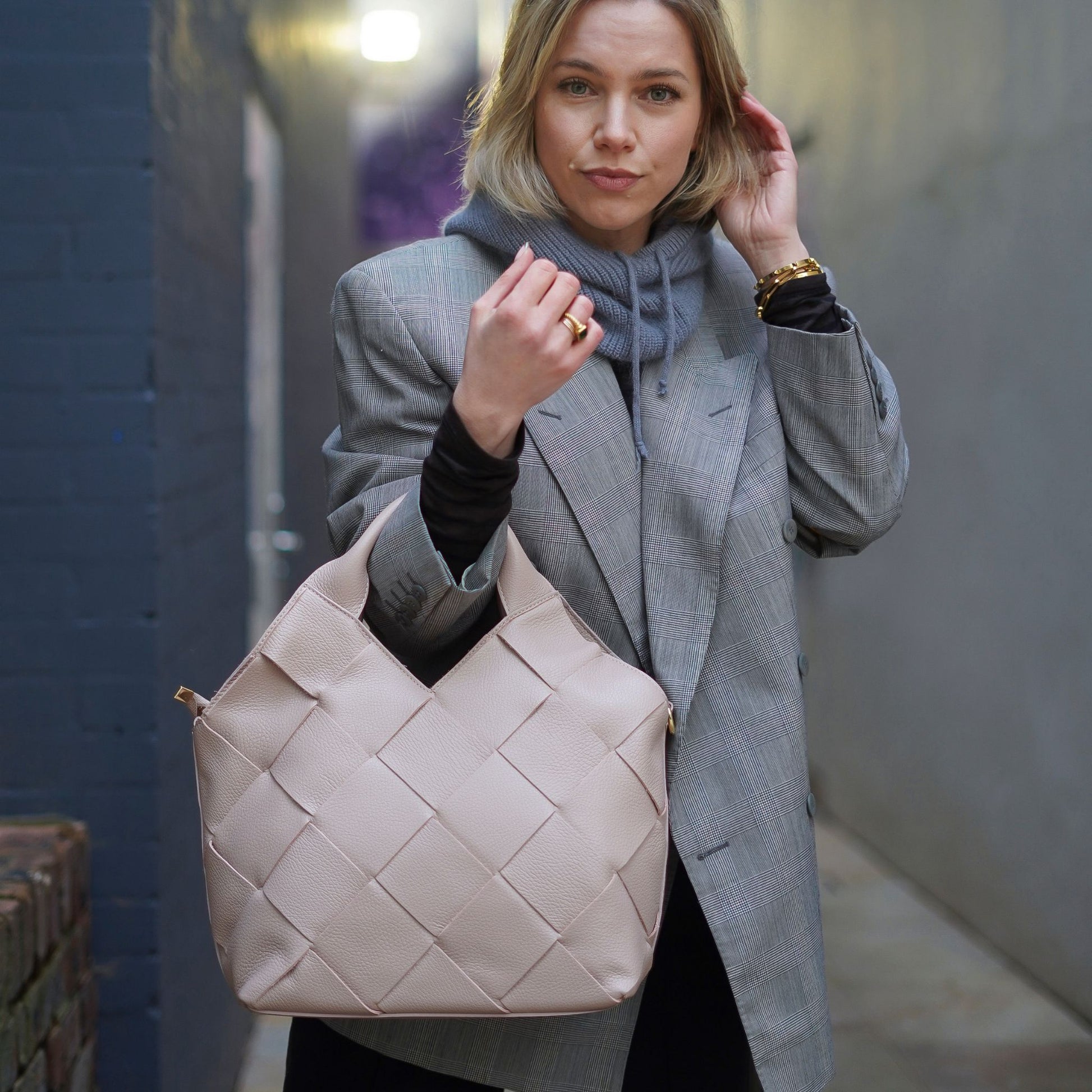 The Woven Leather Basket tote