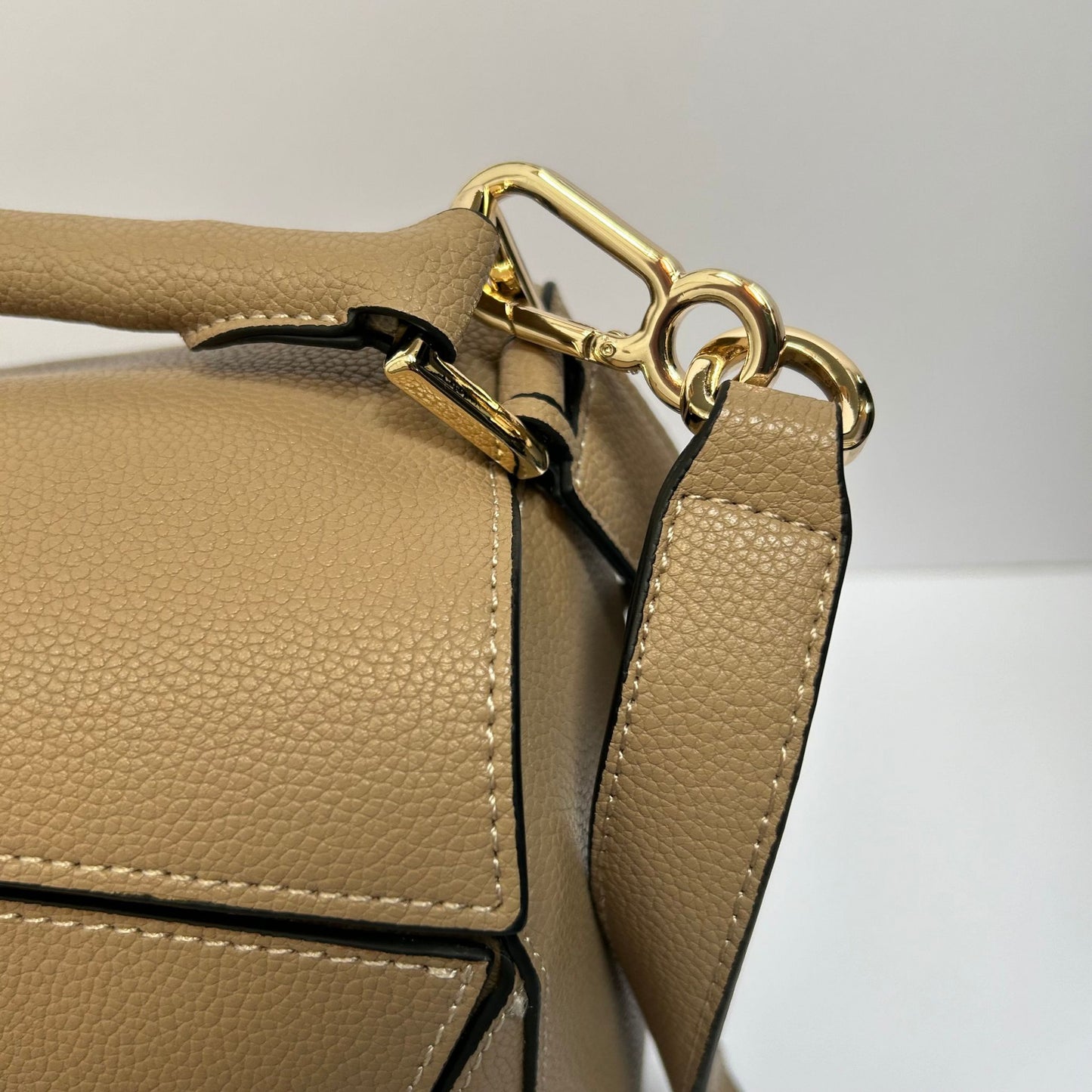 Leather Grab Handle Geometric Bags