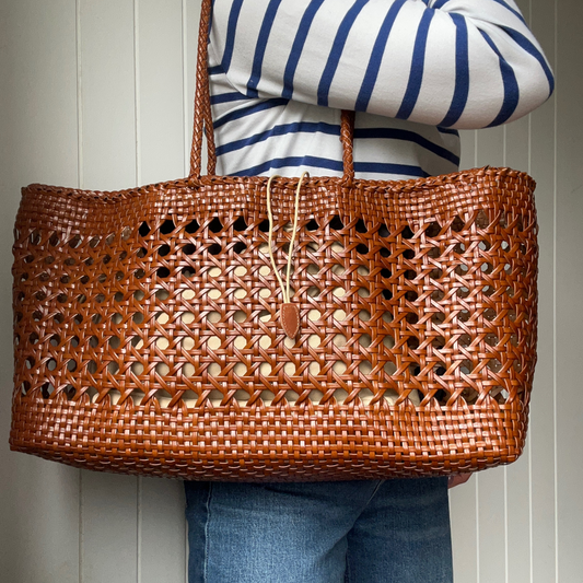 XL Woven Open Weave Leather Basket PRE ORDER