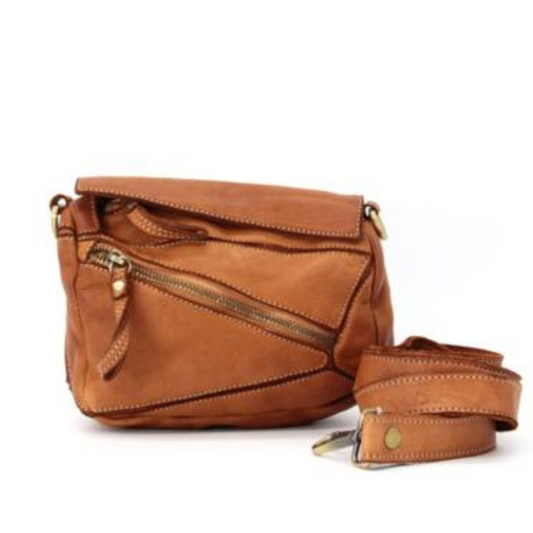 Mini Washed Leather Geometric Crossbody