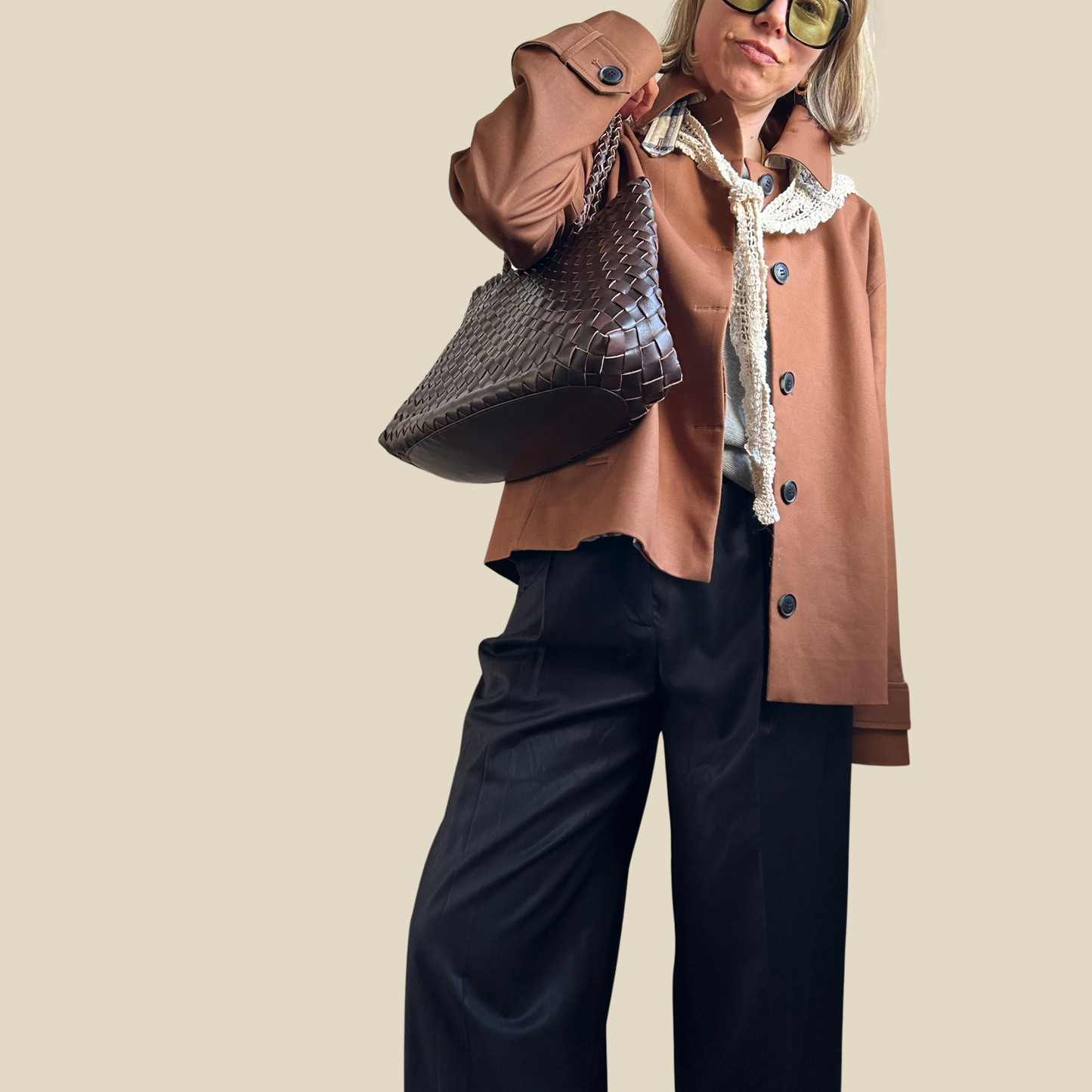 Large Woven Leather Shoulder bag