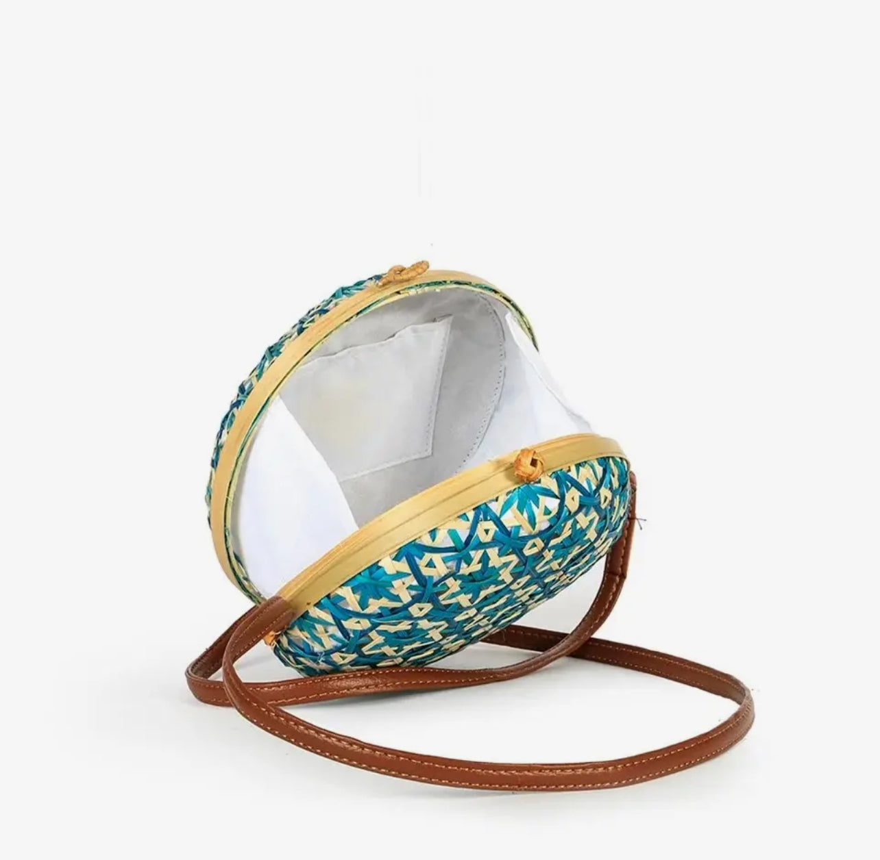 Blue bamboo cross body bag