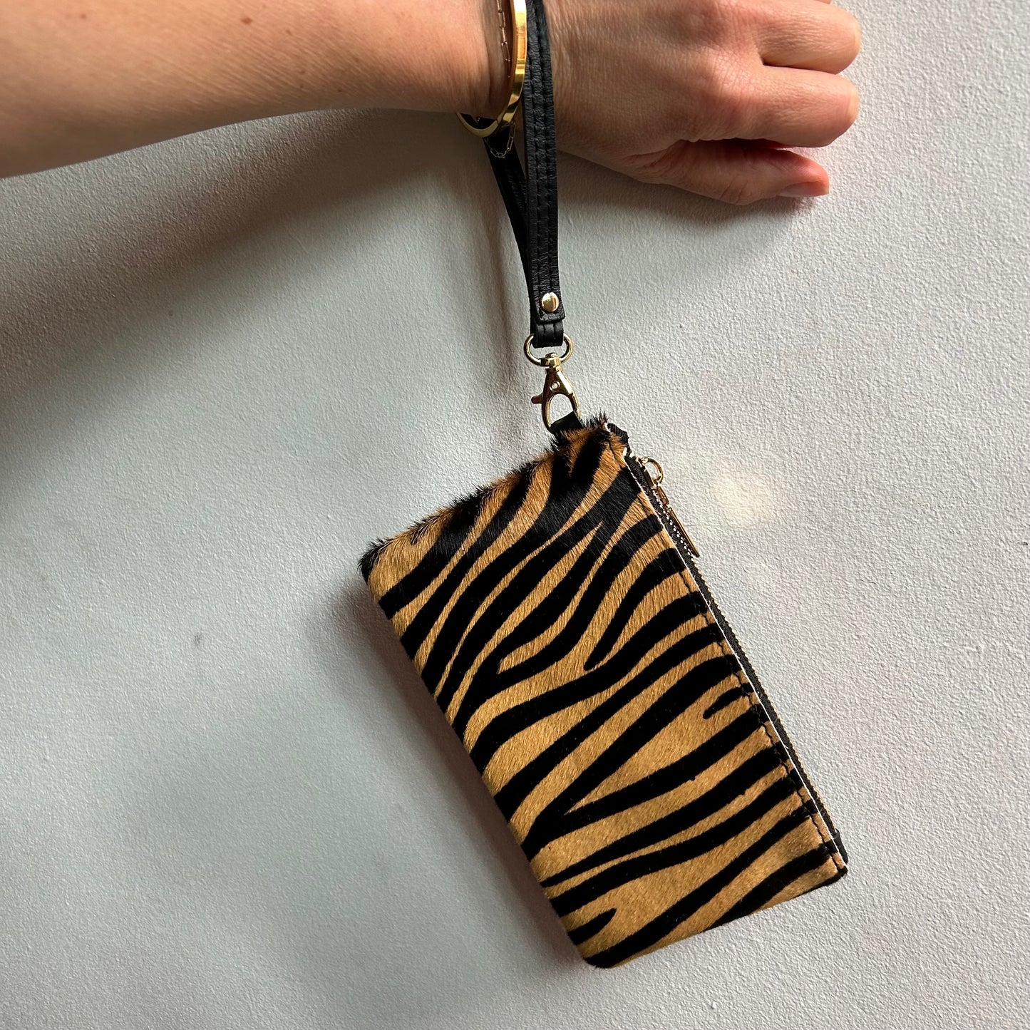 Tiger Print Mini Leather Clutch