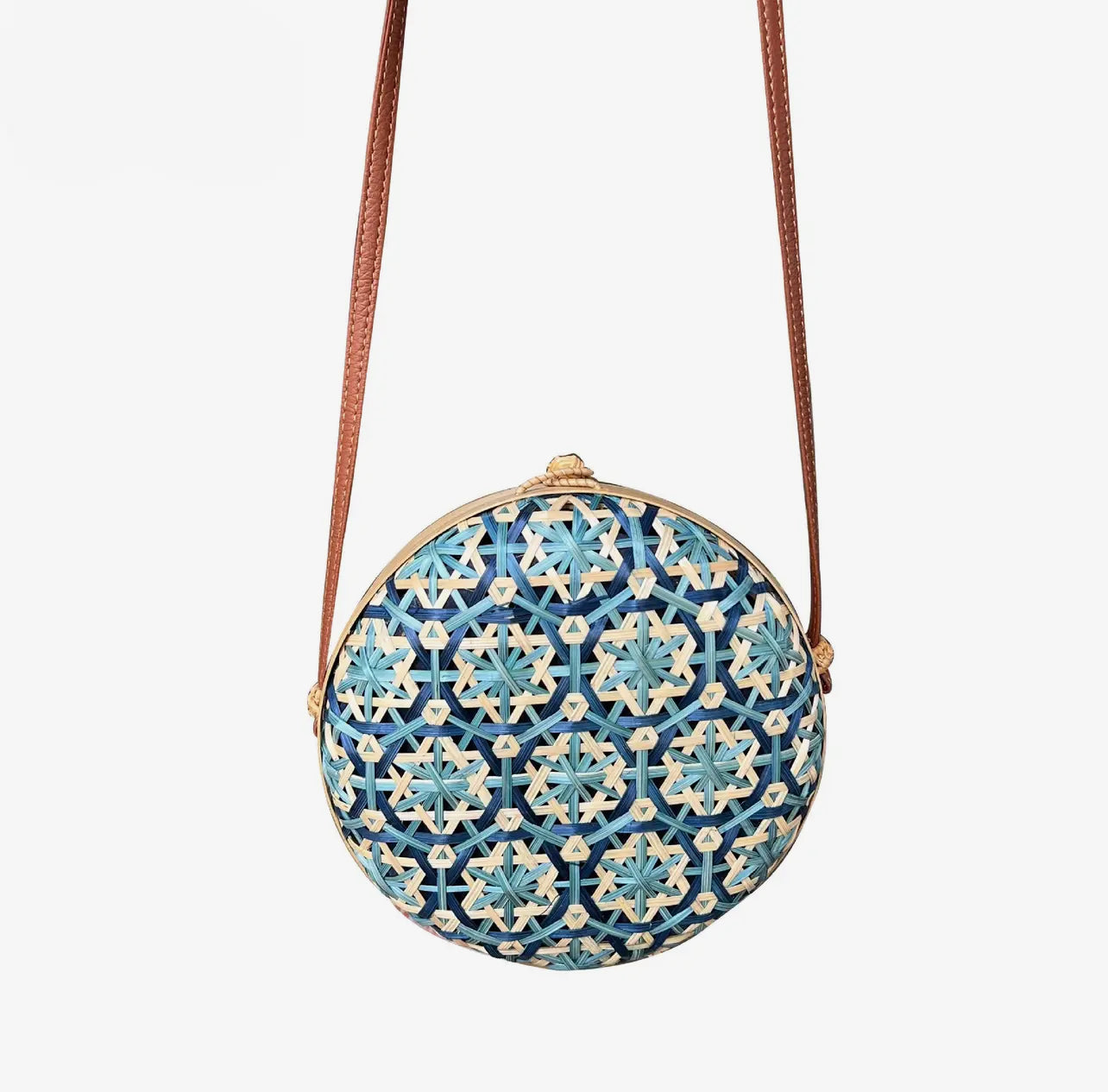 Blue bamboo cross body bag