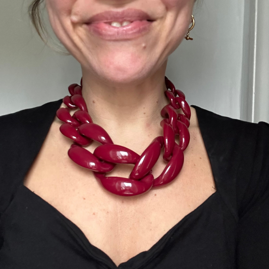 Burgundy Chunky Link Necklace