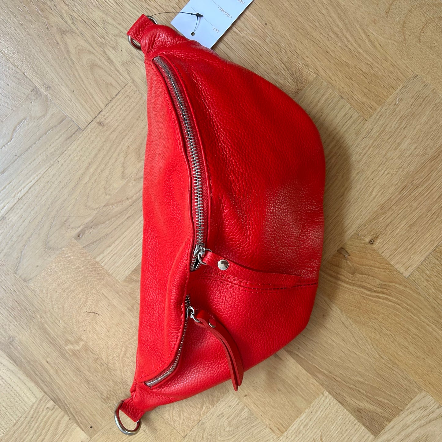 Large Leather BumBag (Exposed Zips) ((Clearance colours )