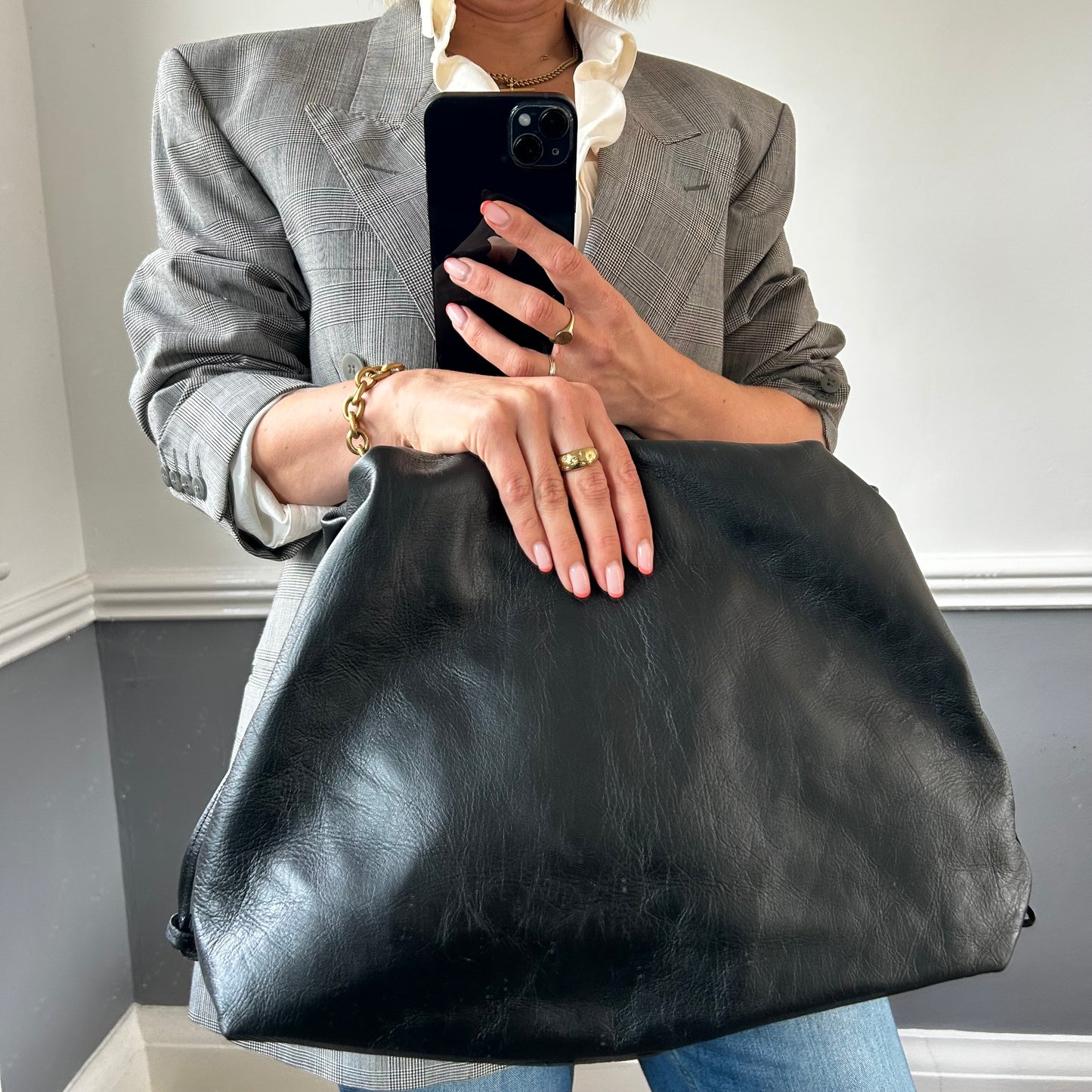 Oversized Leather Slouch Bag
