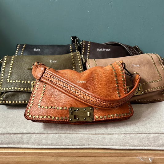 Studded Vintage Style Leather Bag