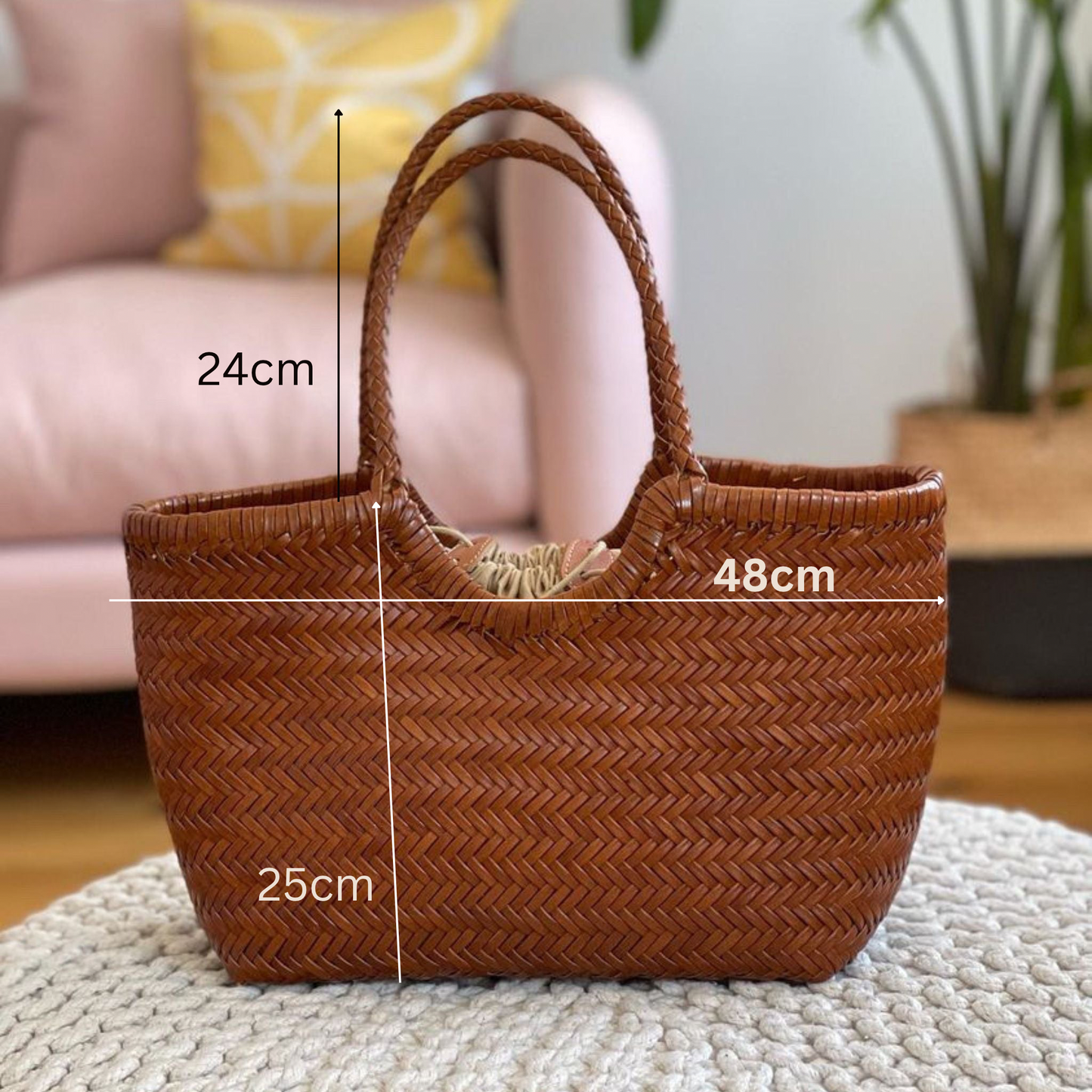 The Large Woven Leather Basket