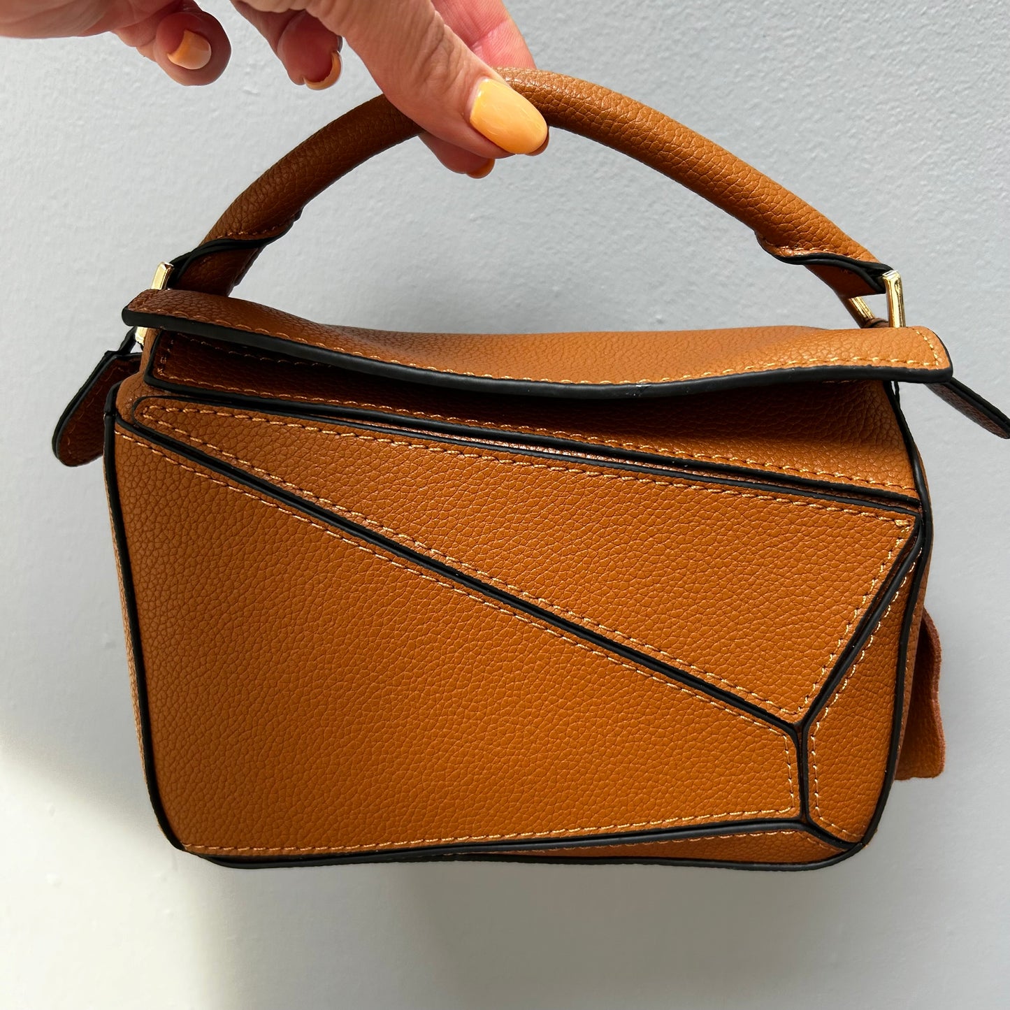 Leather Grab Handle Geometric Bags